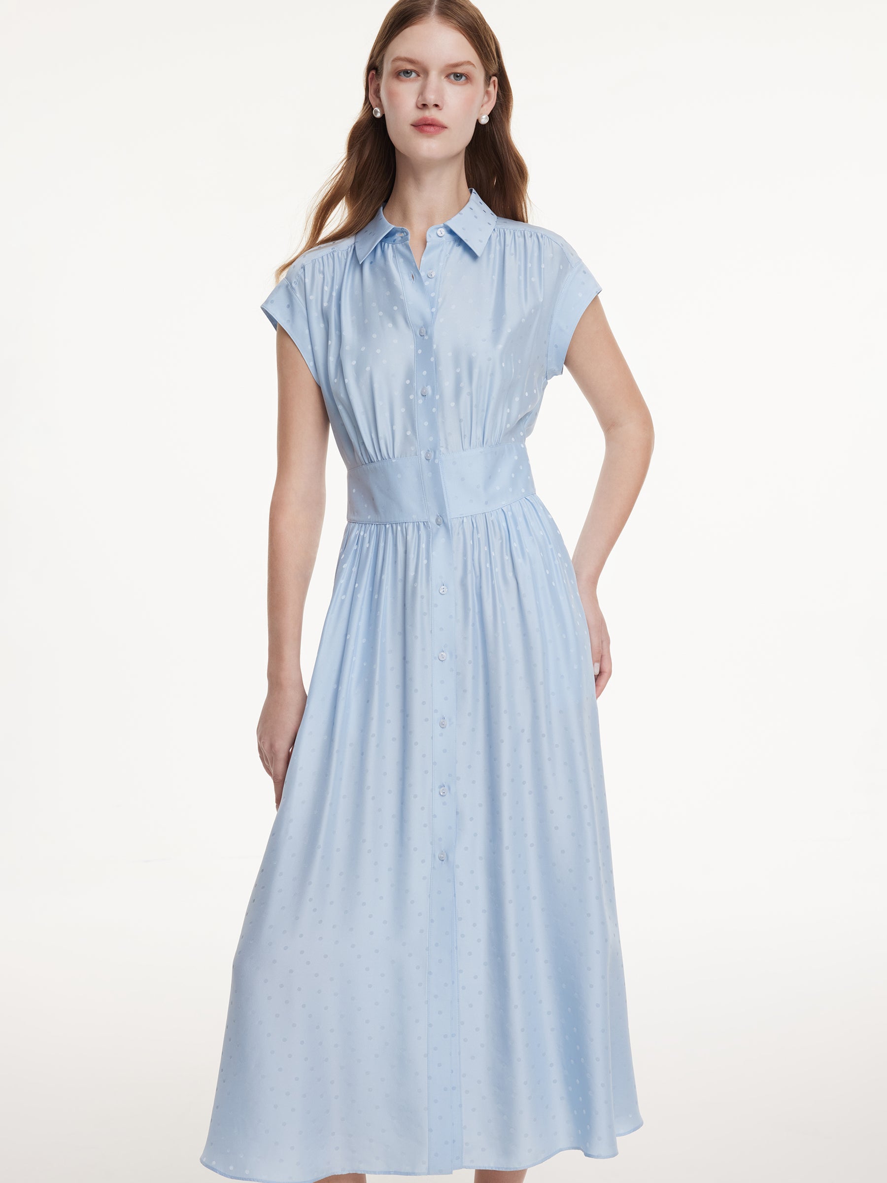 Mulberry Silk Polka Dot Shirt Dress