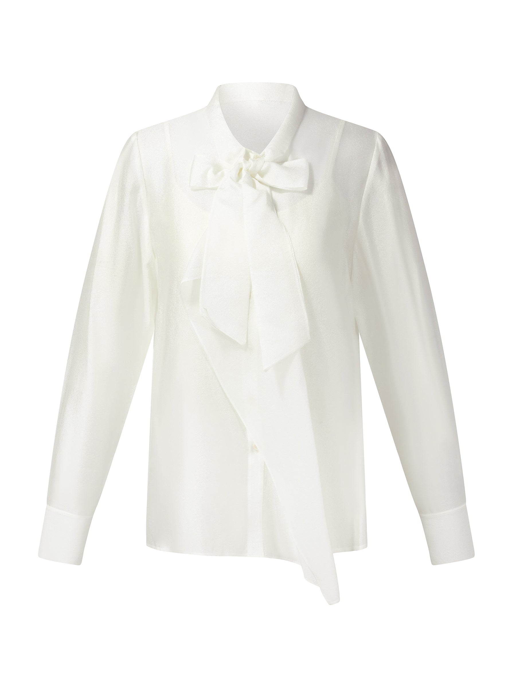 Asymmetrical Ruffle Tie-Neck