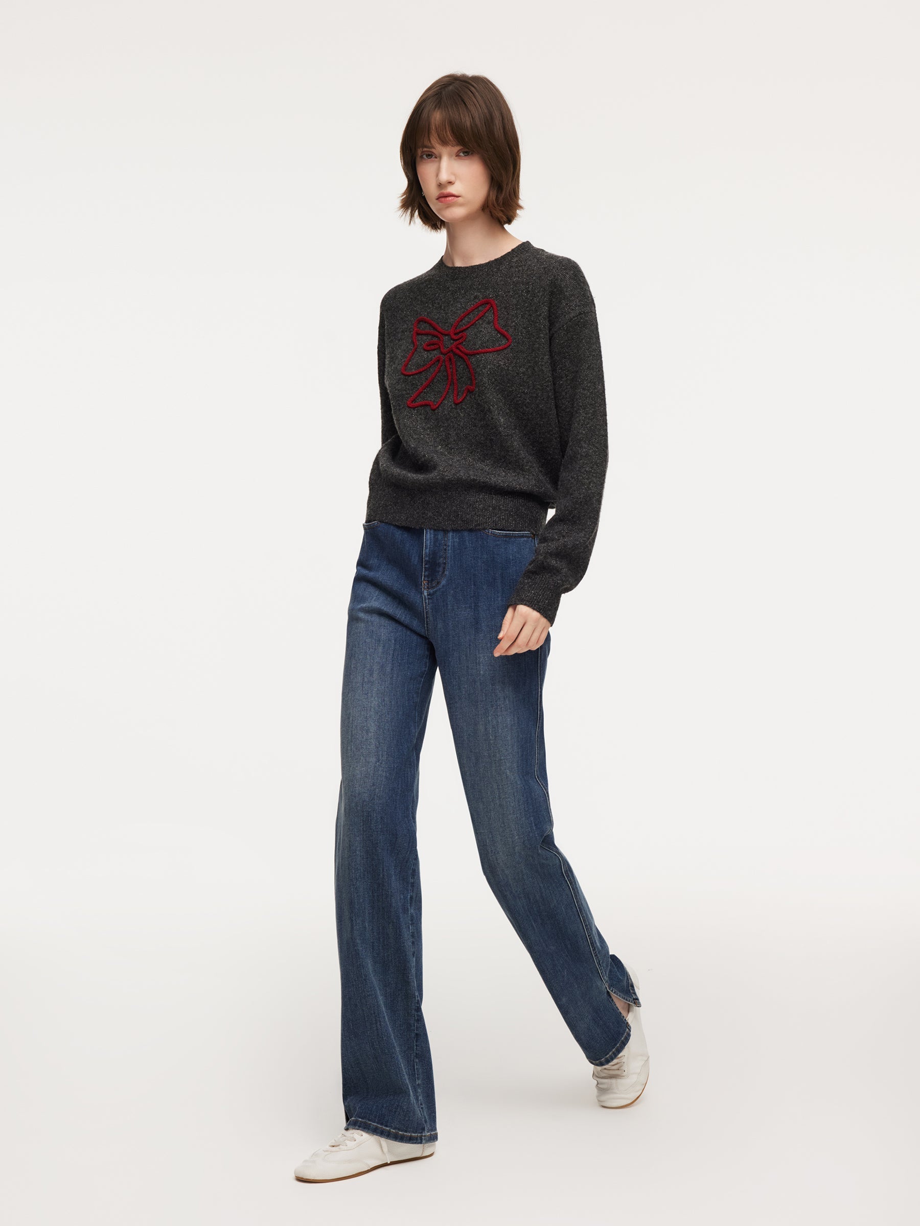 Bowknot Round Neck Sweater