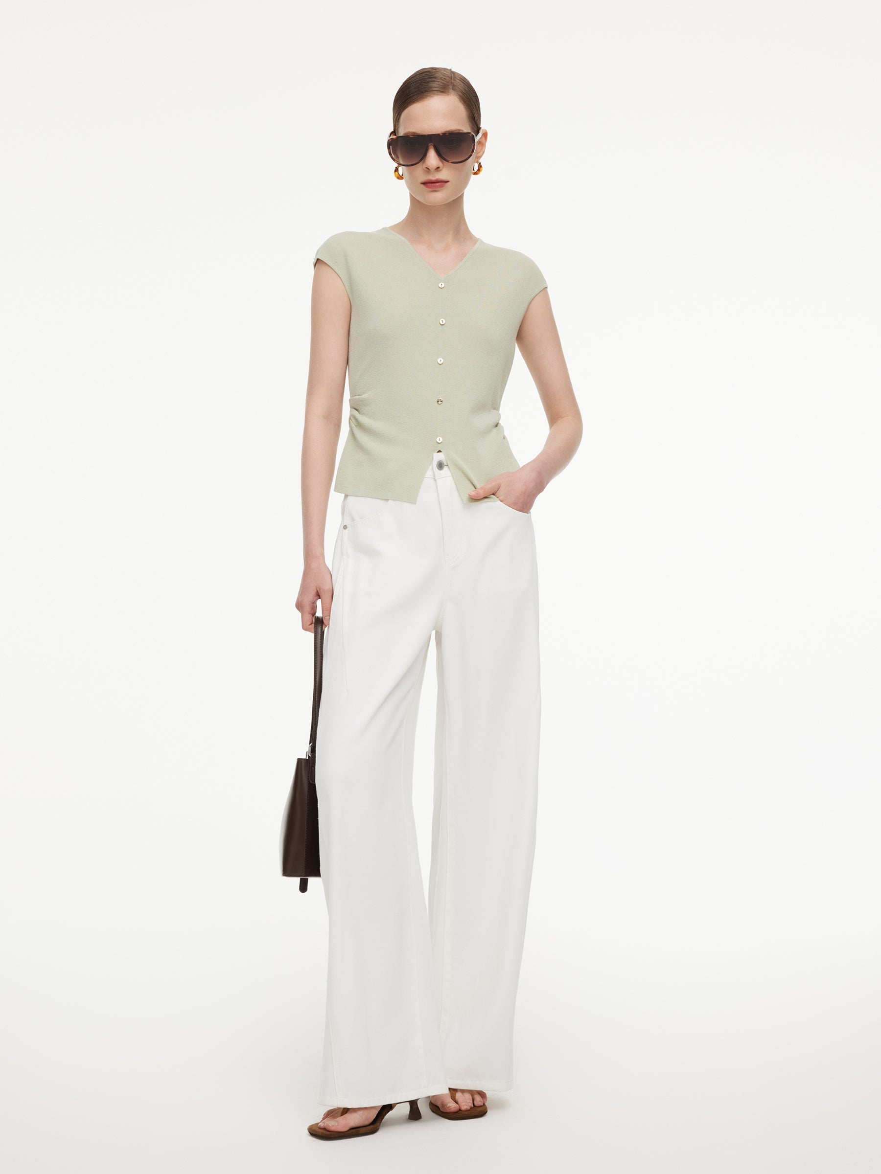 Tencel Side-Ruched H-Line Knit