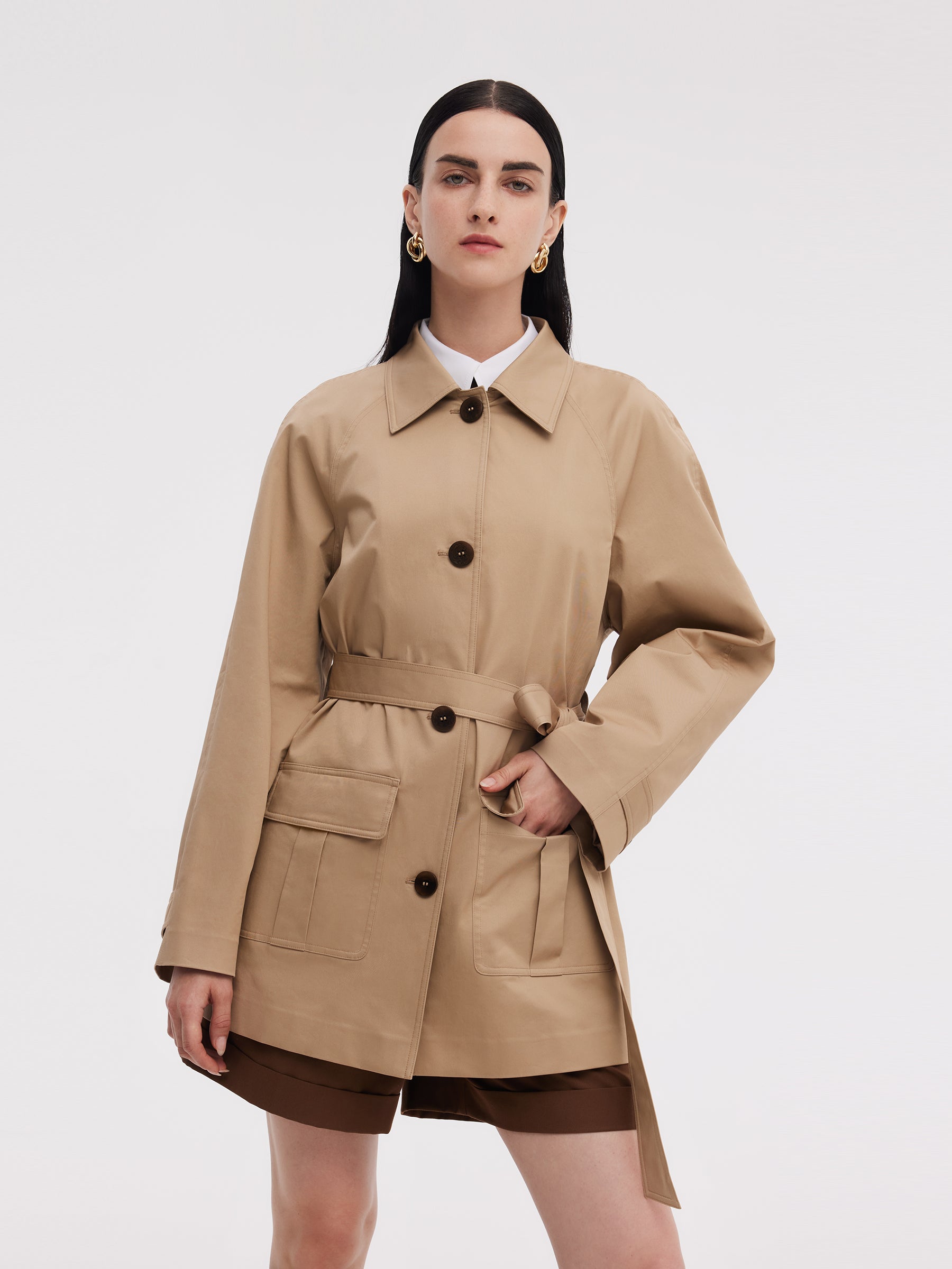 Cotton Spandex Trench