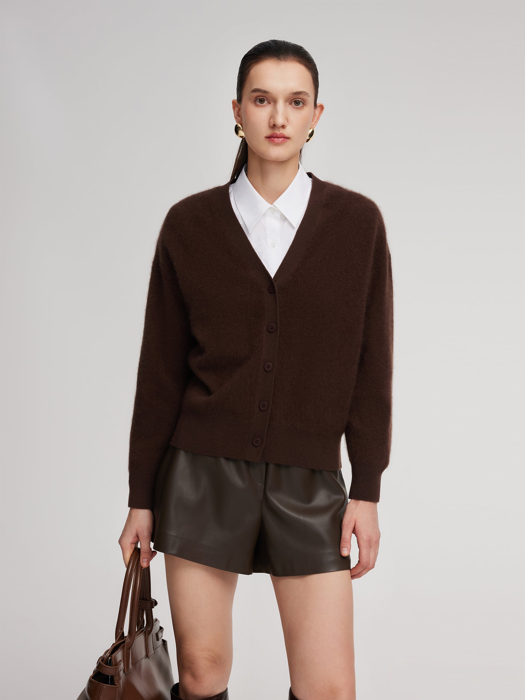 V-Neck Drop-Shoulder Cardigan