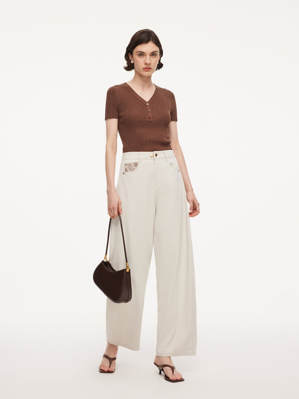 High-Cotton Curved Leg Jeans
