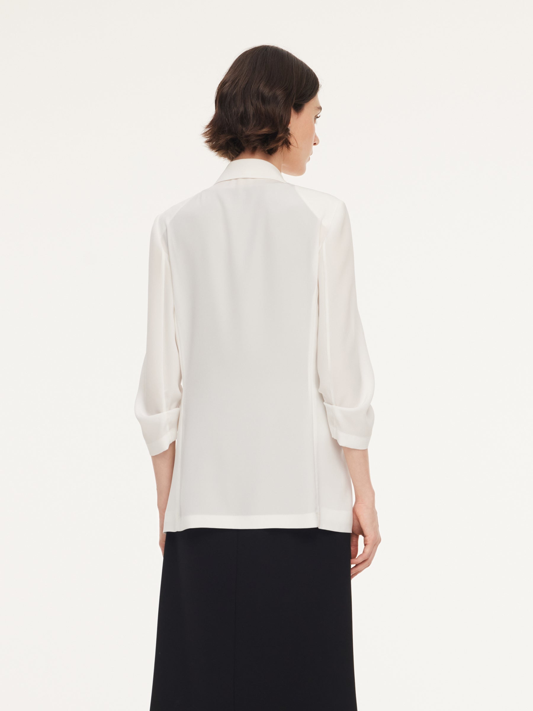 Triacetate Ruched Sleeve Blazer