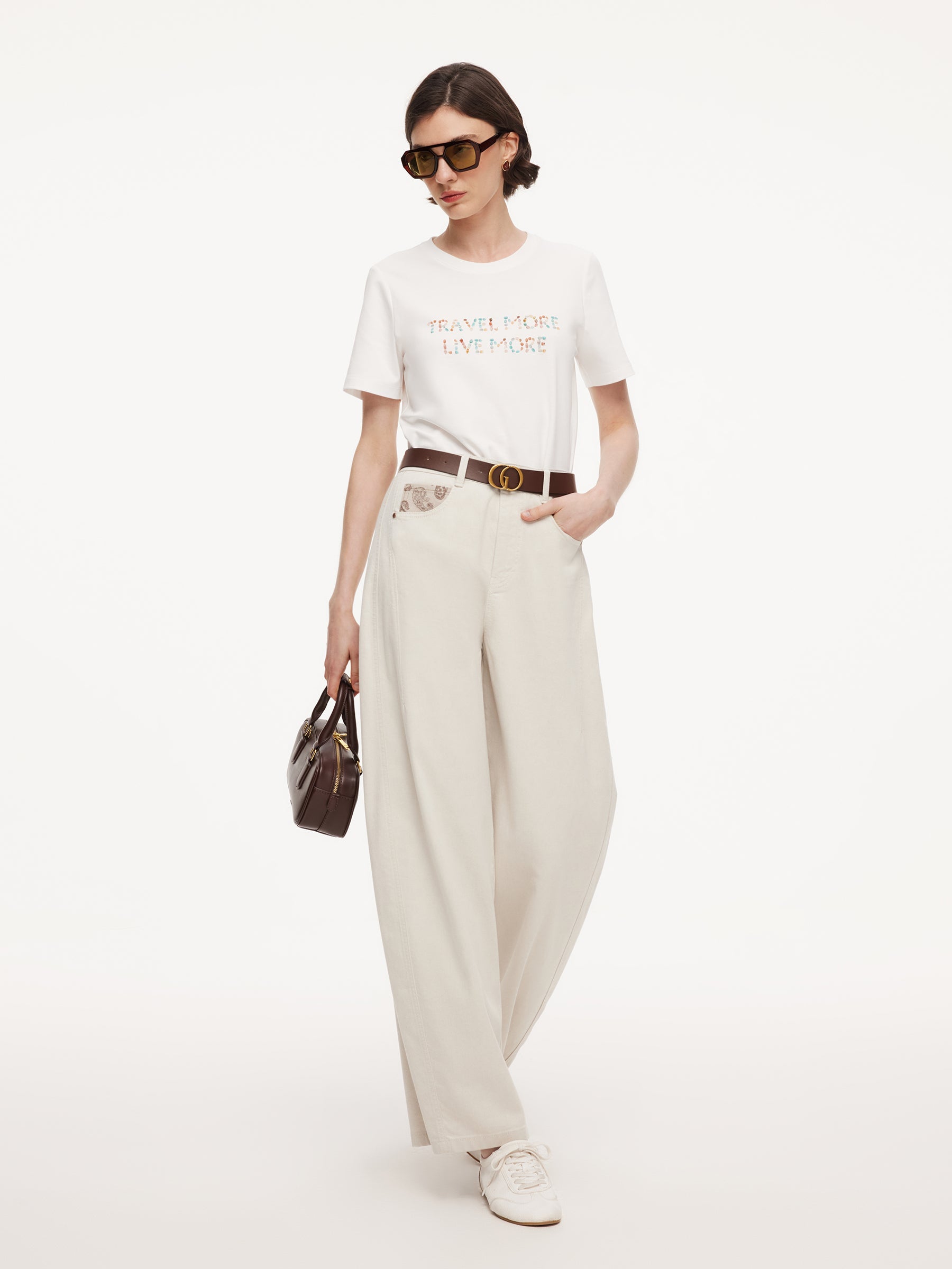 High-Cotton Curved Leg Jeans