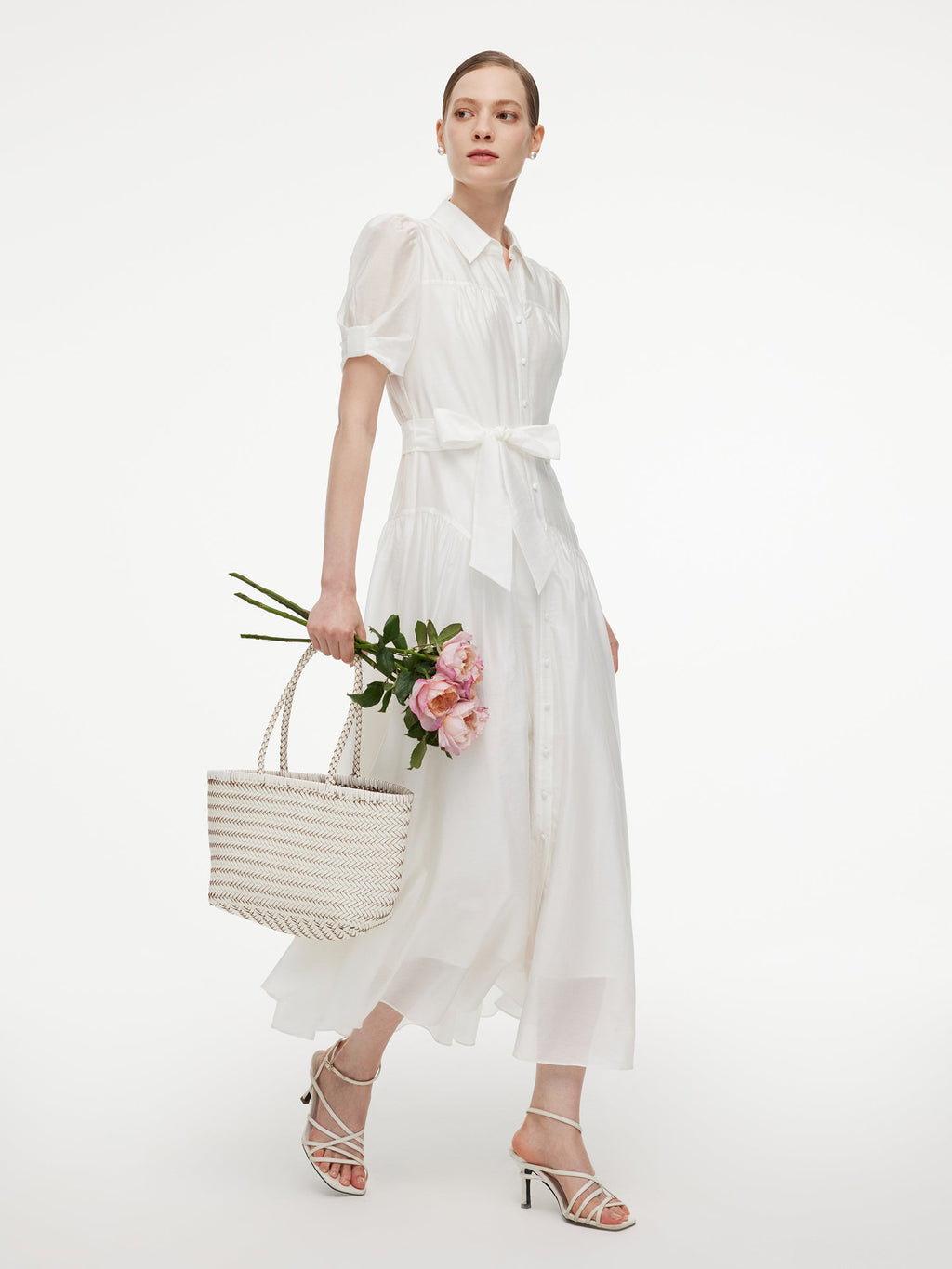 High-Waist A-Line Shirt Dress