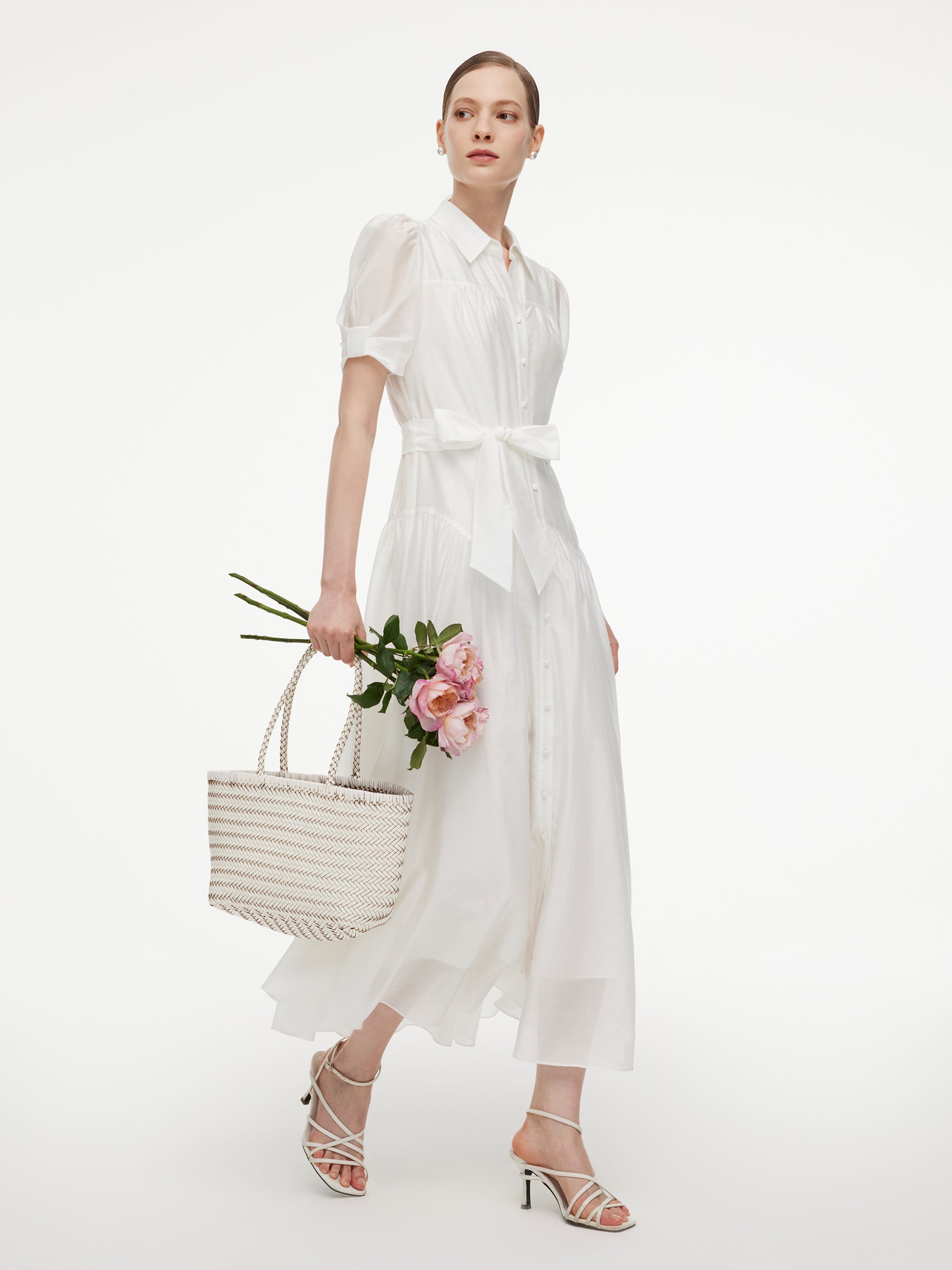 High-Waist A-Line Shirt Dress