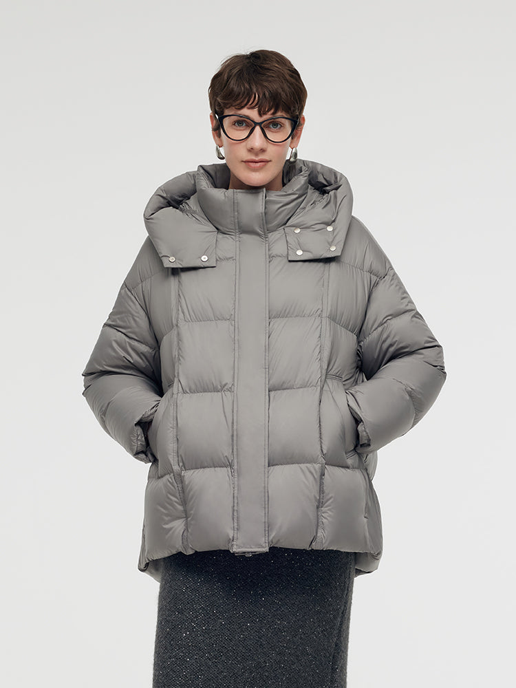 Matte Gray Cocoon Down Jacket