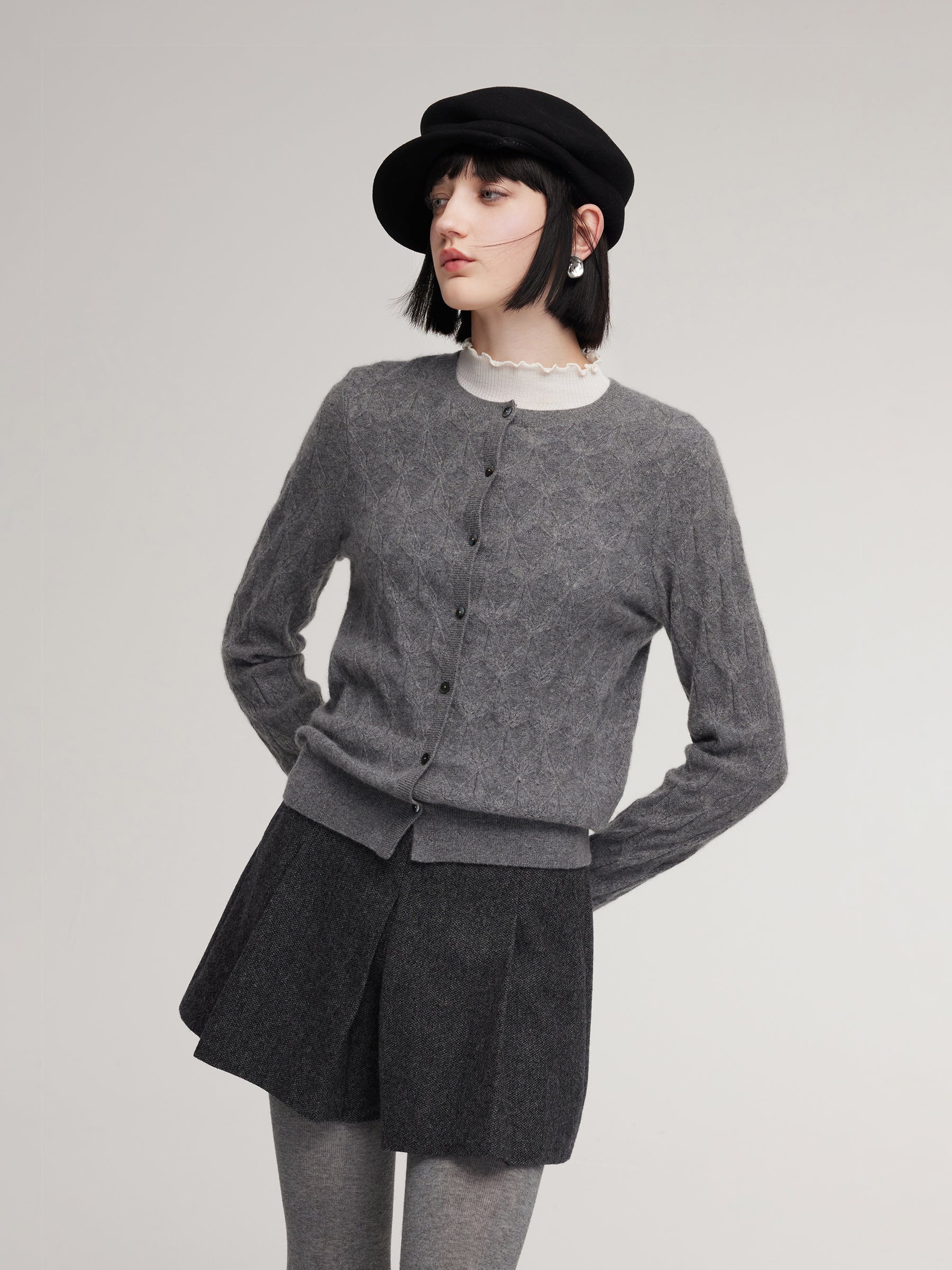 Shell Button Minimalist Cardigan