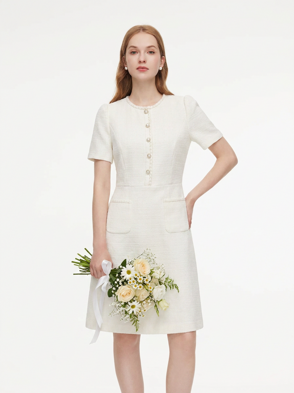 Tweed Round Neck Mini Dress
