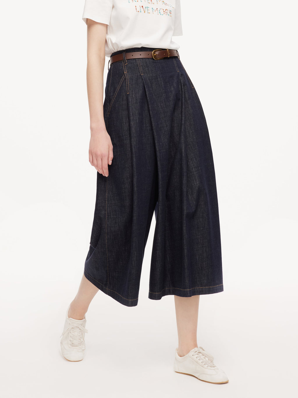High-Rise Denim Culotte