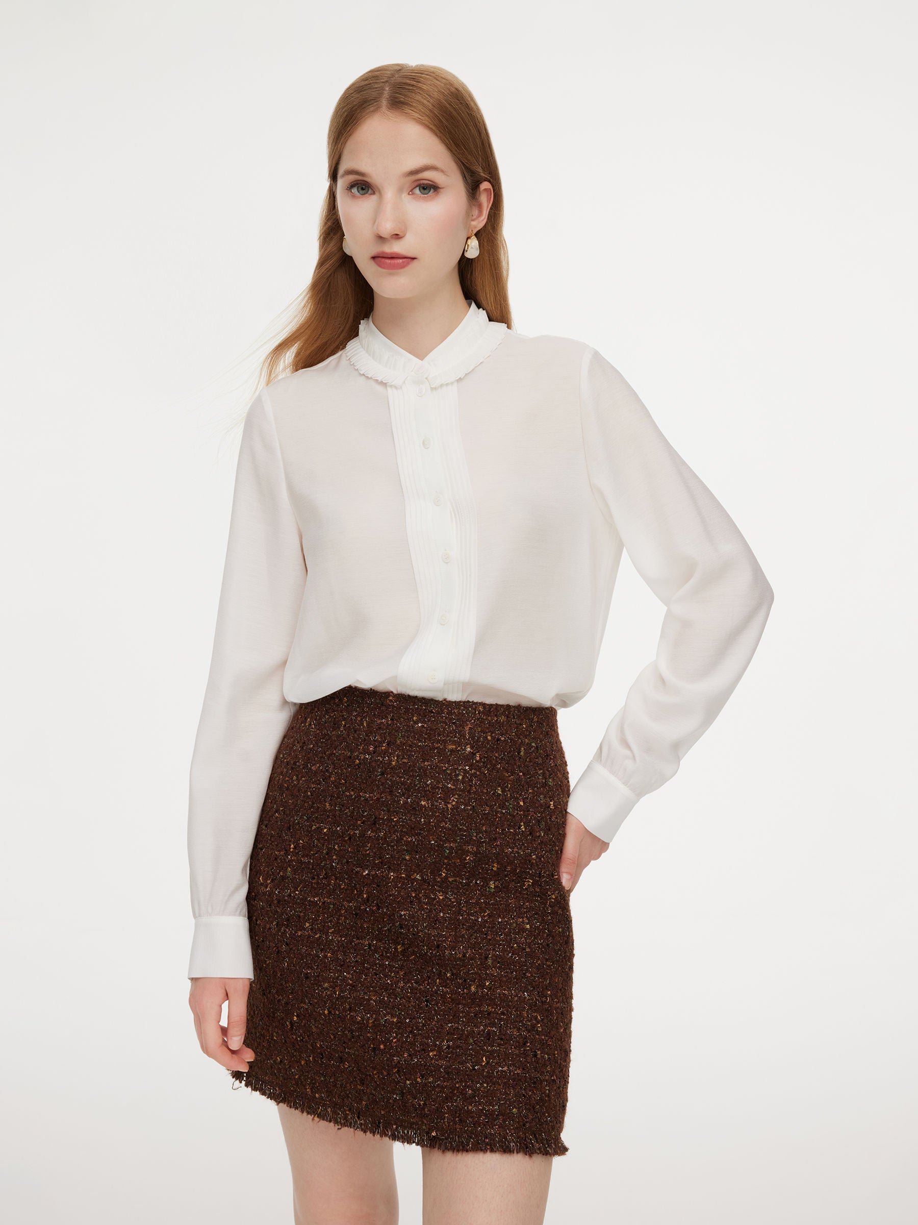 Pleated Acetate White Shirt