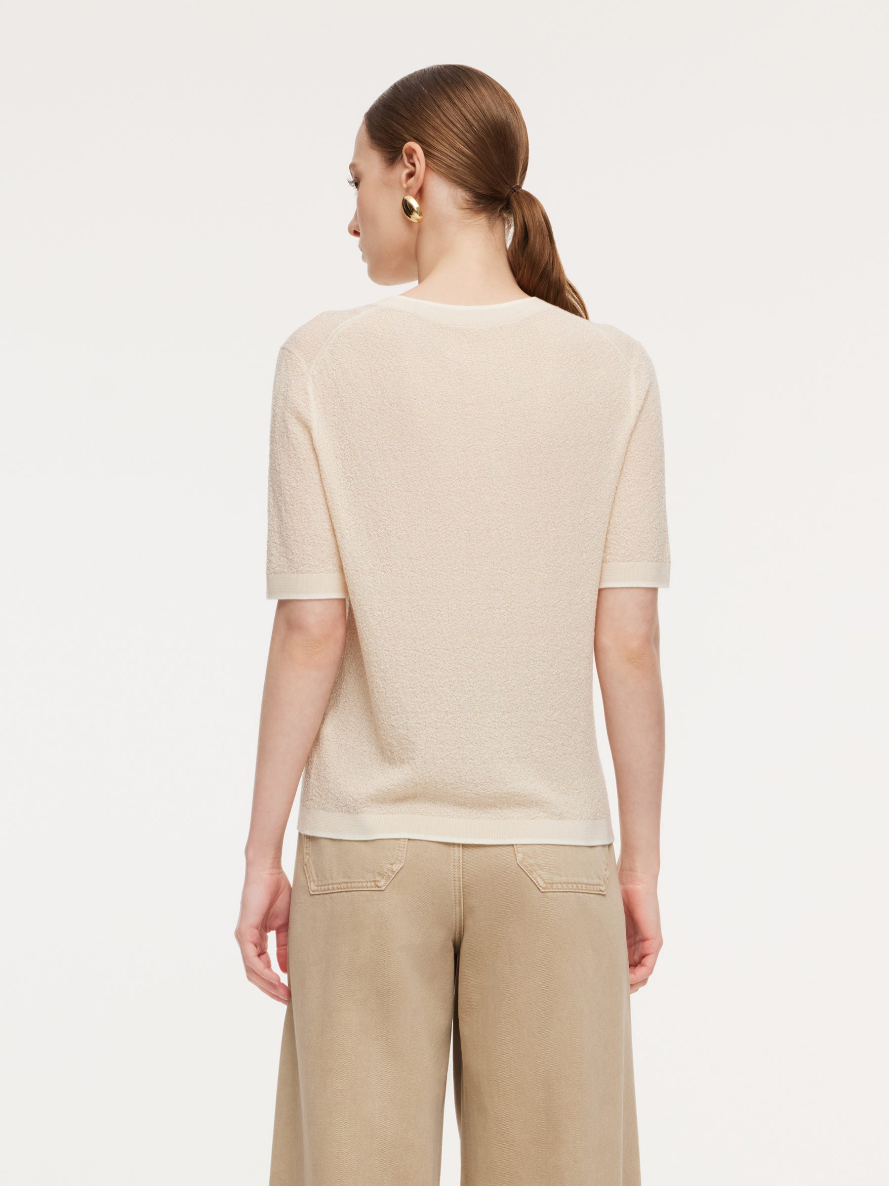 Tencel-Triacetate Contrast Trim Knit Top