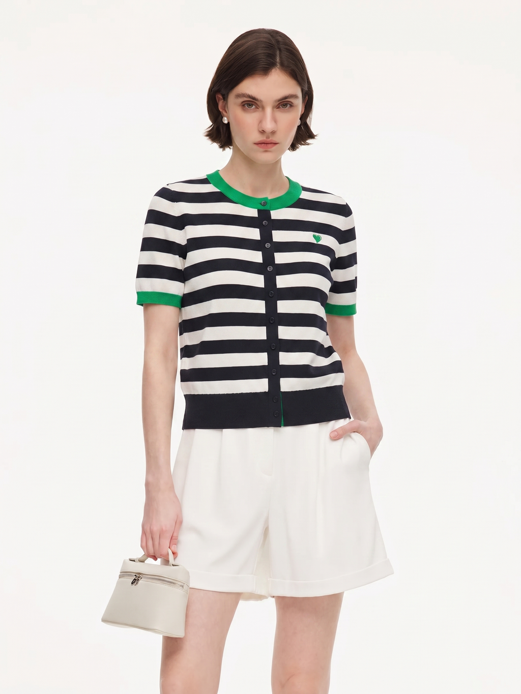 Striped Embroidered Cardigan