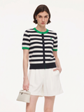 Striped Embroidered Cardigan