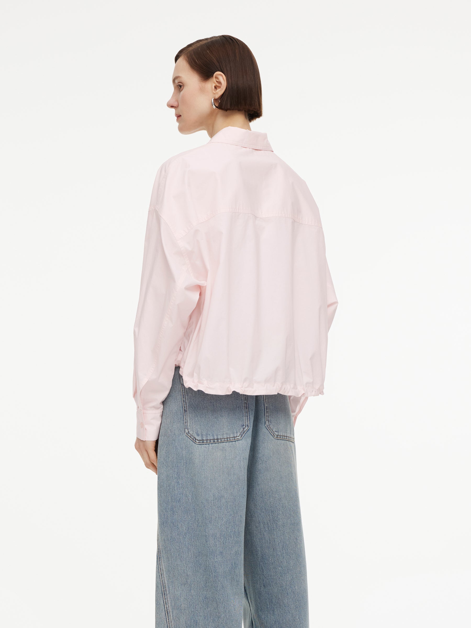 Drawstring Hem Loose Shirt