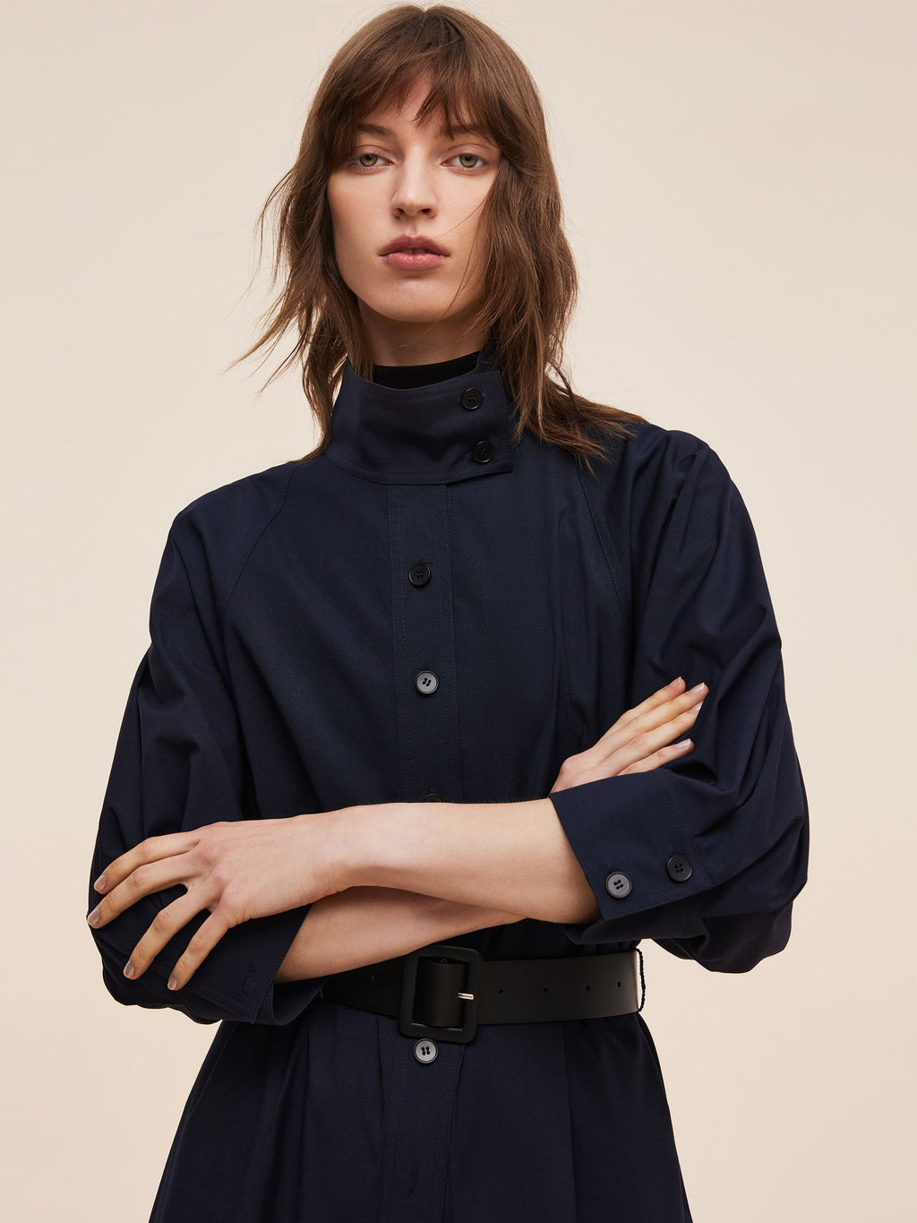 Adjustable Collar Trench Coat