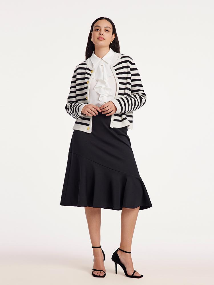 Wool Striped French Cardigan