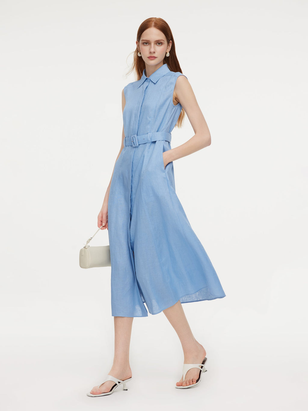 Linen Sleeveless Shirt Dress