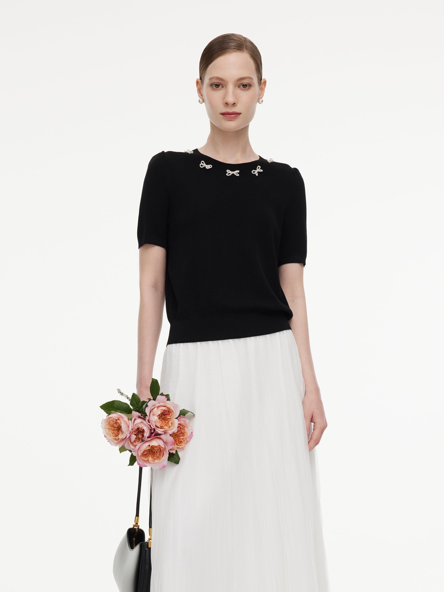 Beaded Bow Neckline