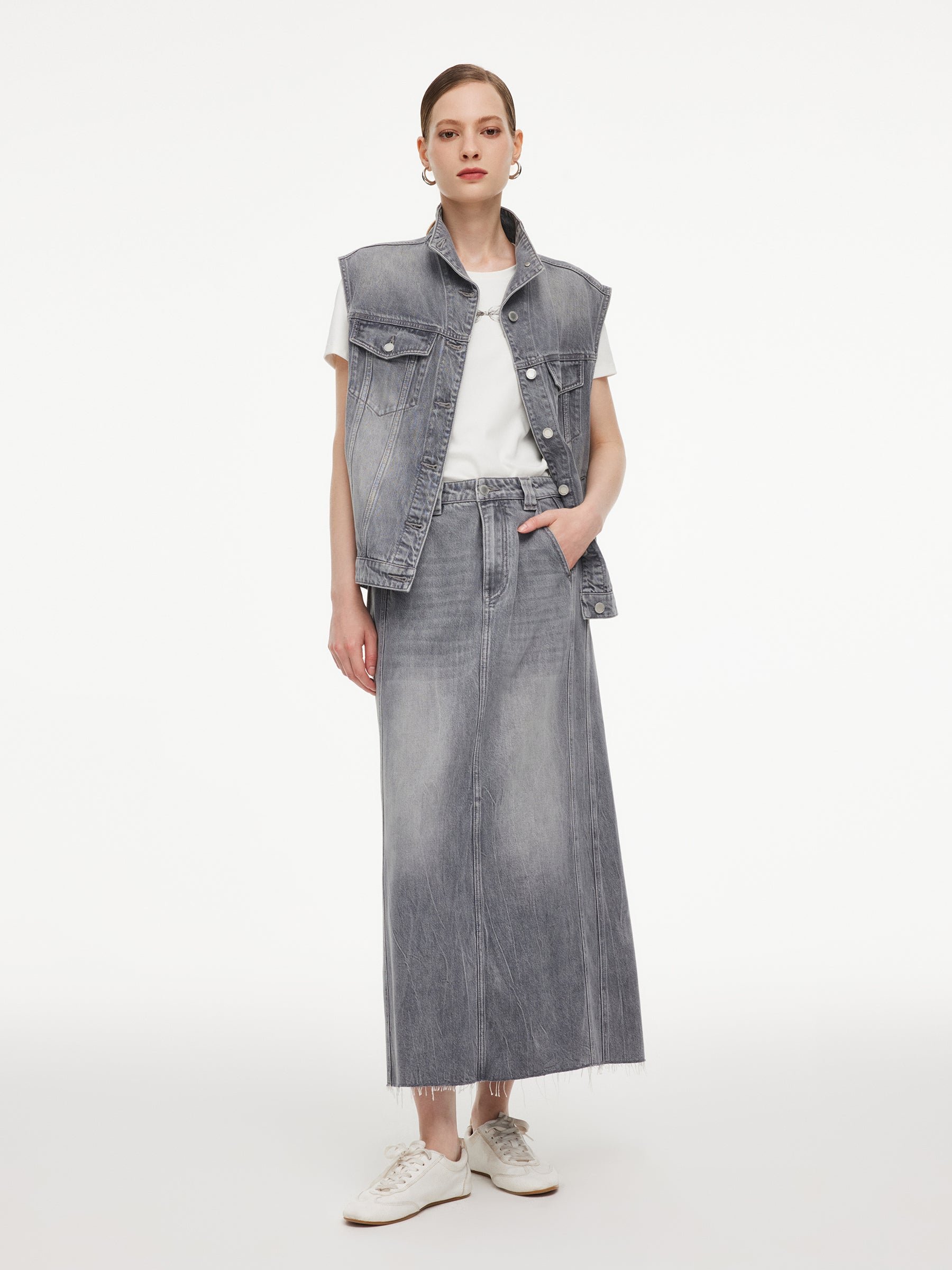 Breathable Straight Denim Skirt