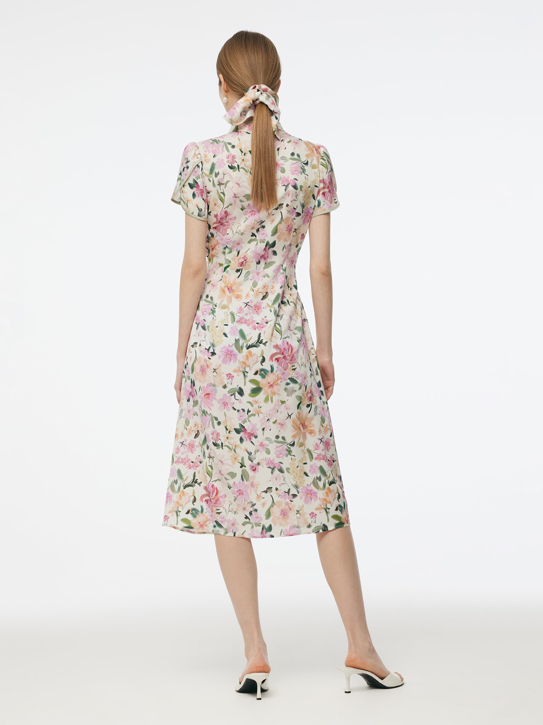 Mulberry Silk Floral Qipao Dress