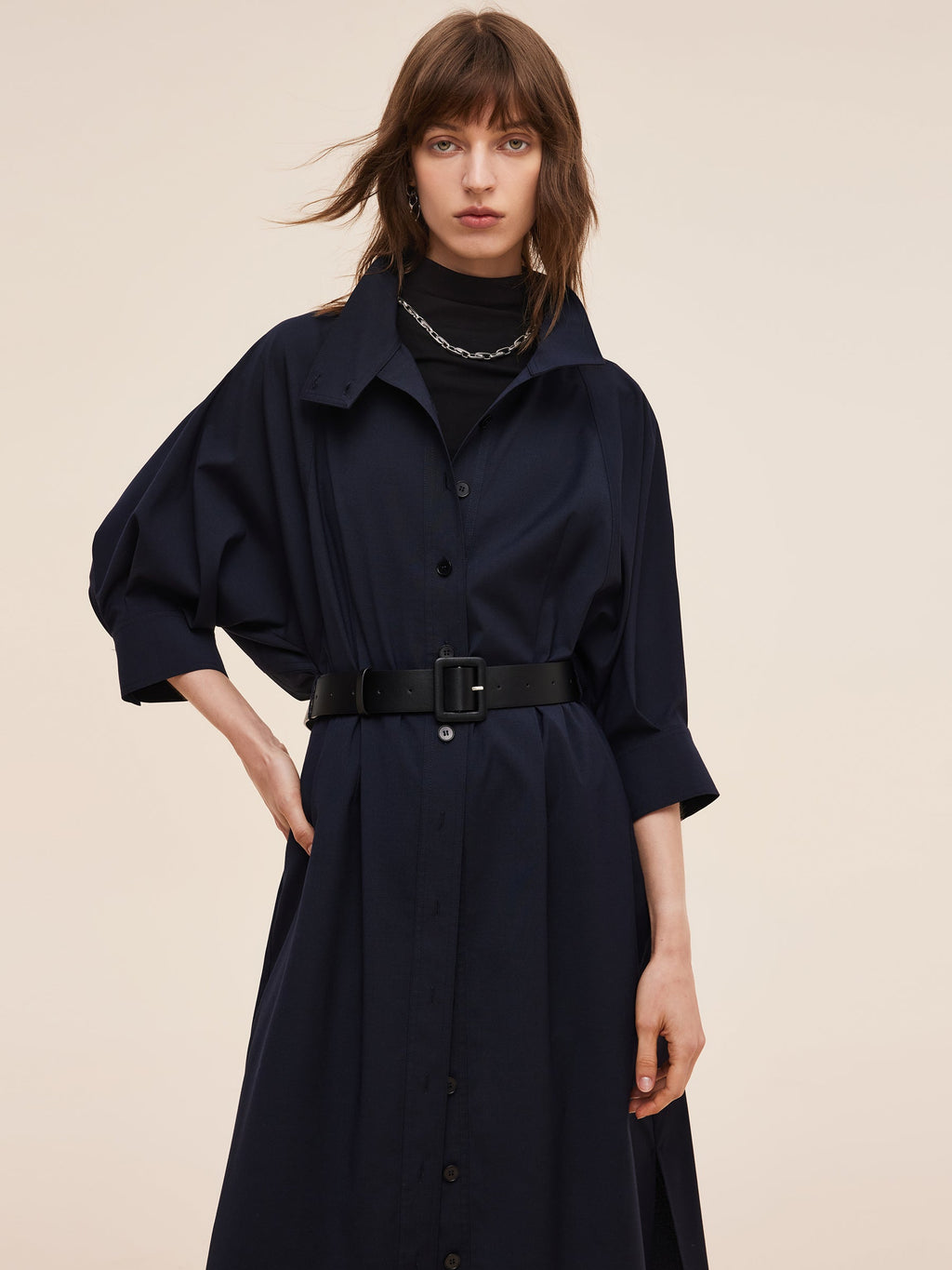 Adjustable Collar Trench Coat