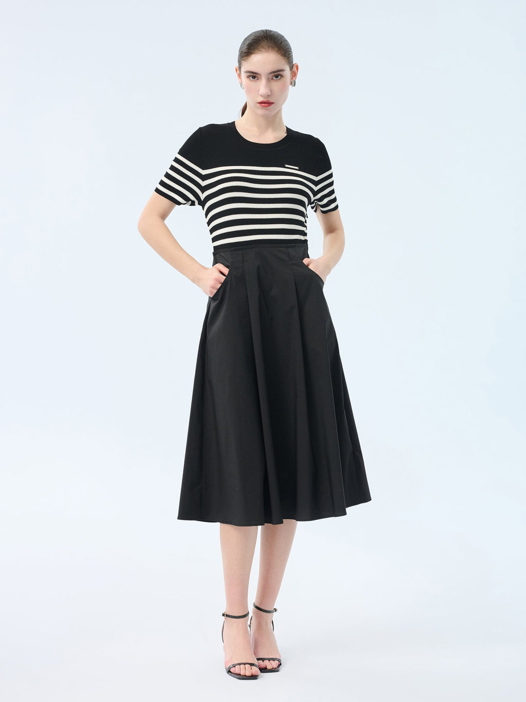 Lyocell Patchwork Belted Midi