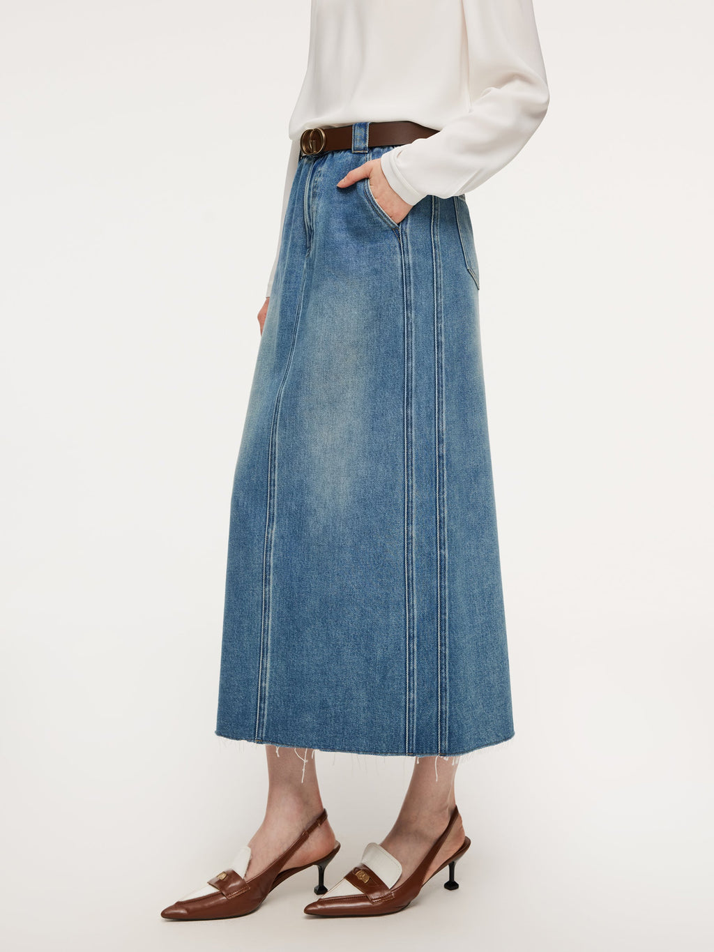 Lyocell-Cotton Denim Skirt