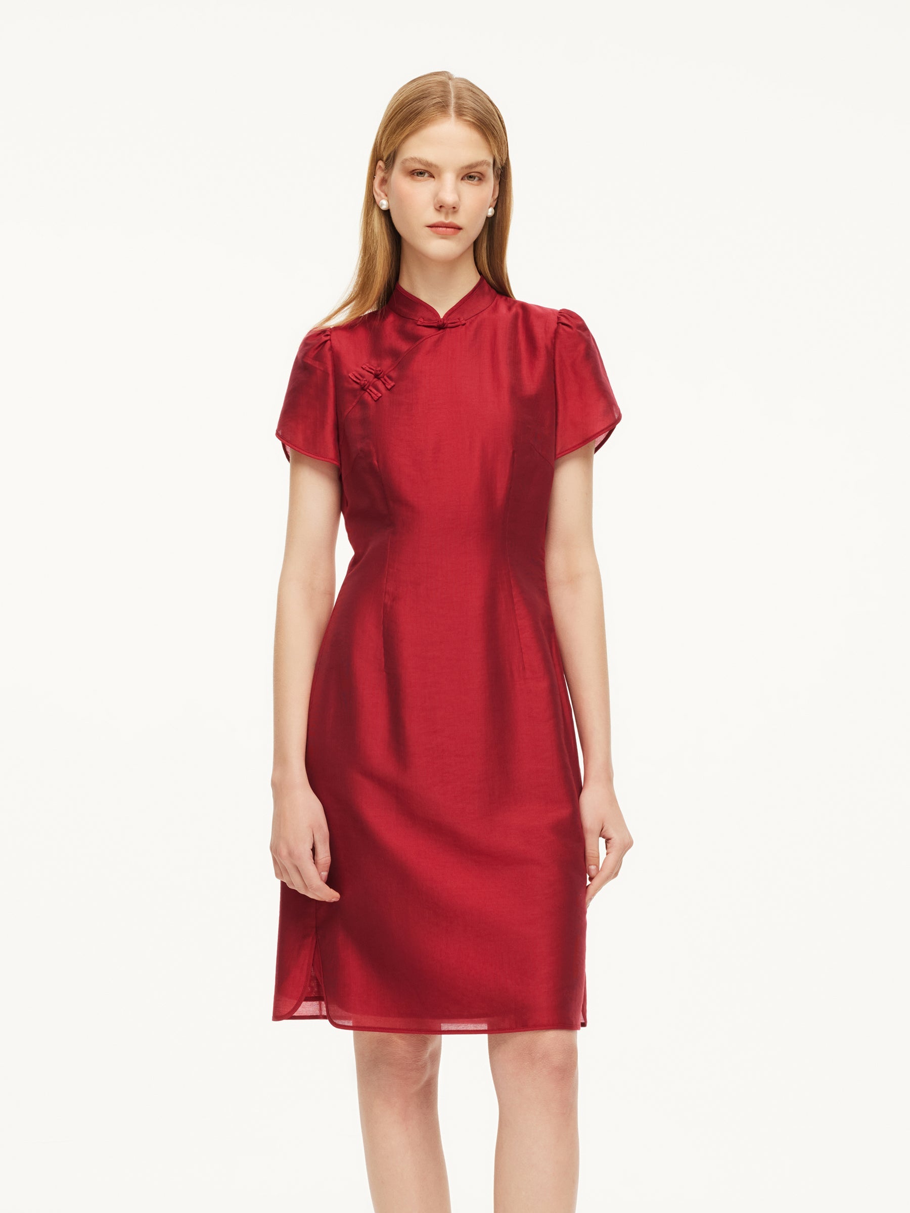 Tencel Qipao Mini Dress