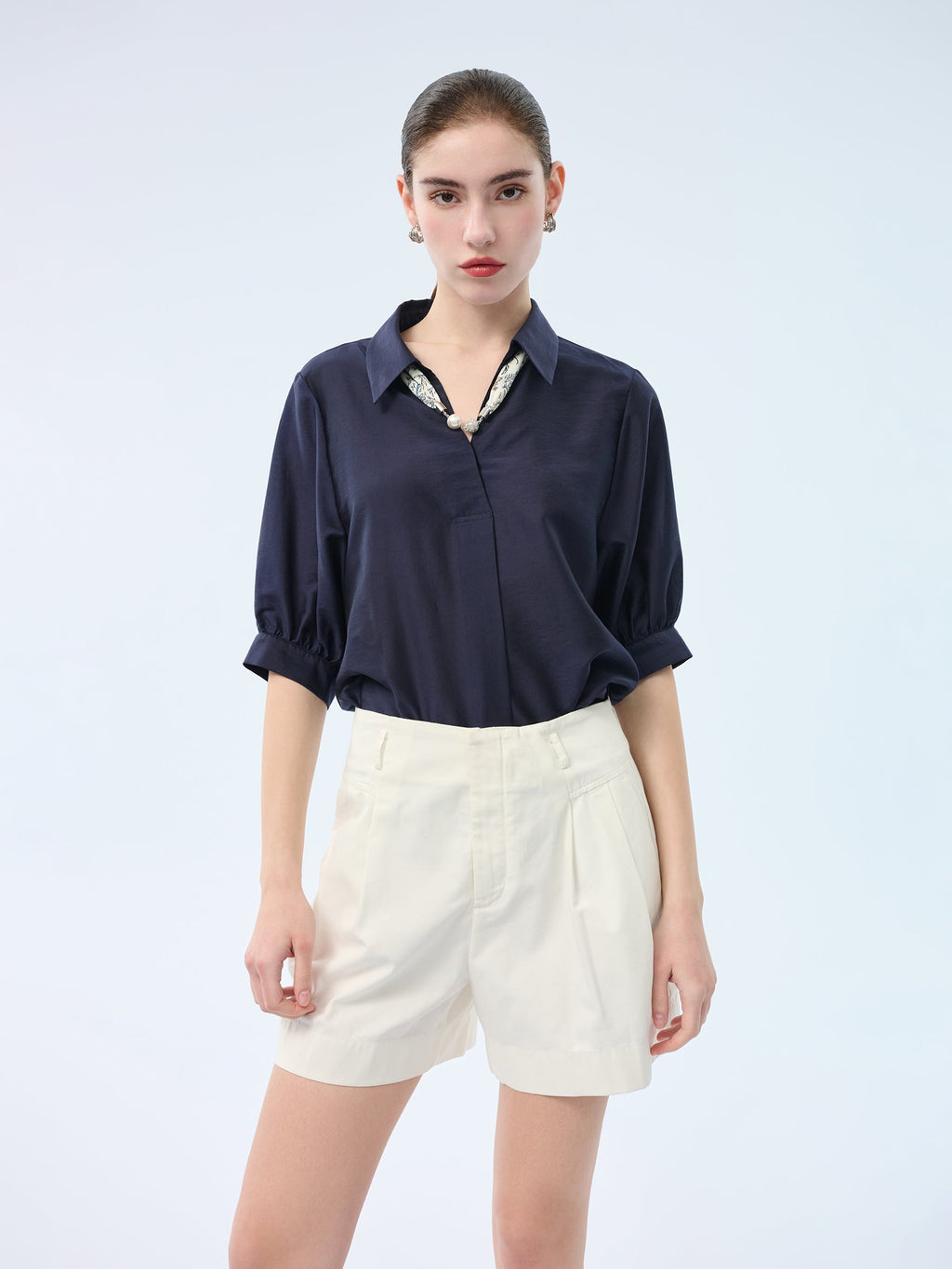 Tencel Loose Scarf Blouse