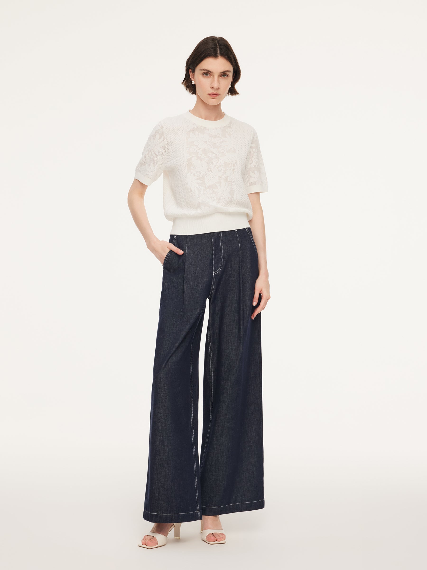 Lace Jacquard Round Neck