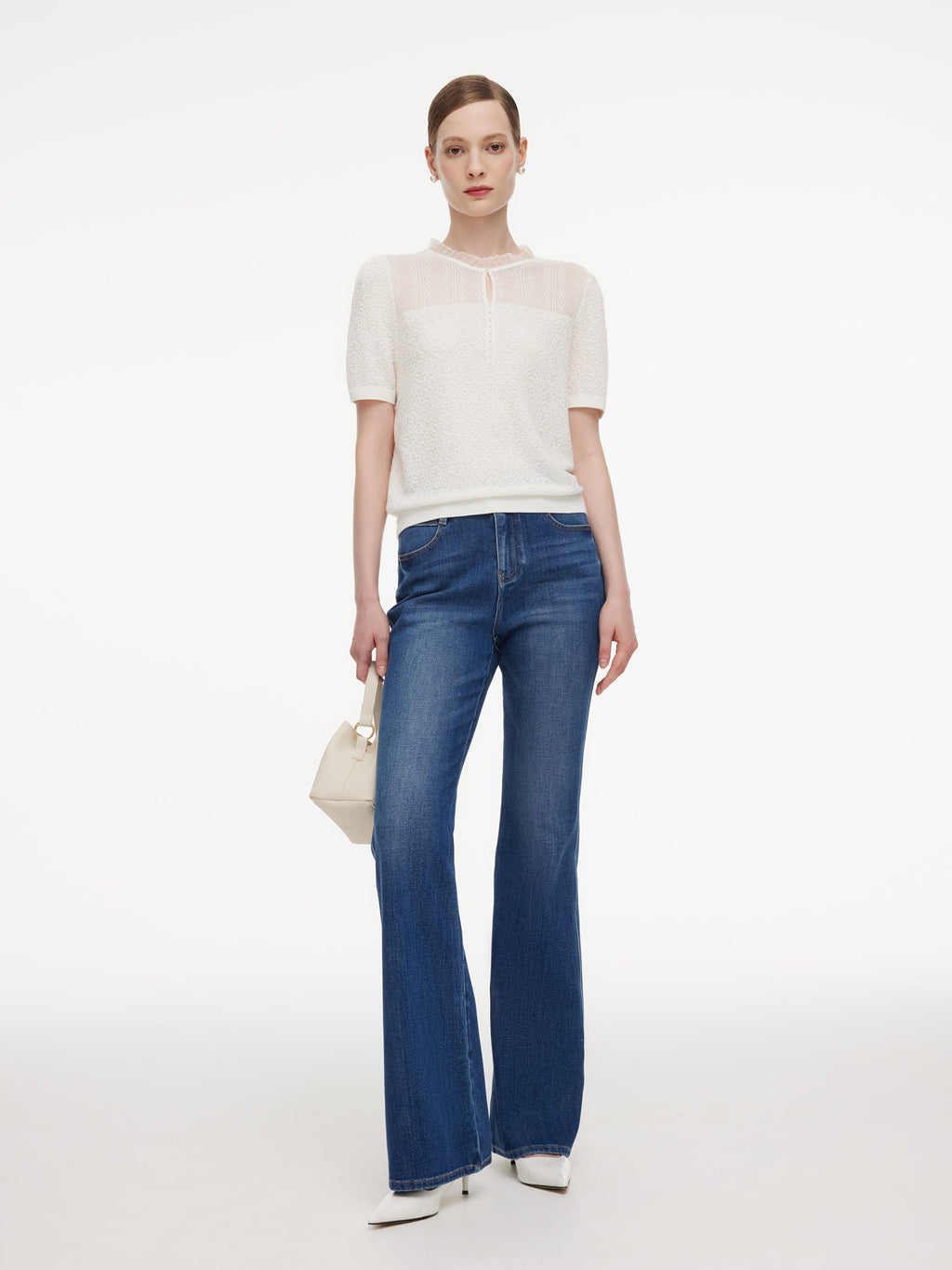 Jacquard Ruffle Knit Top