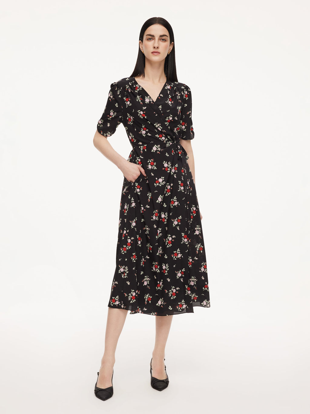Mulberry Silk Floral Wrap Dress