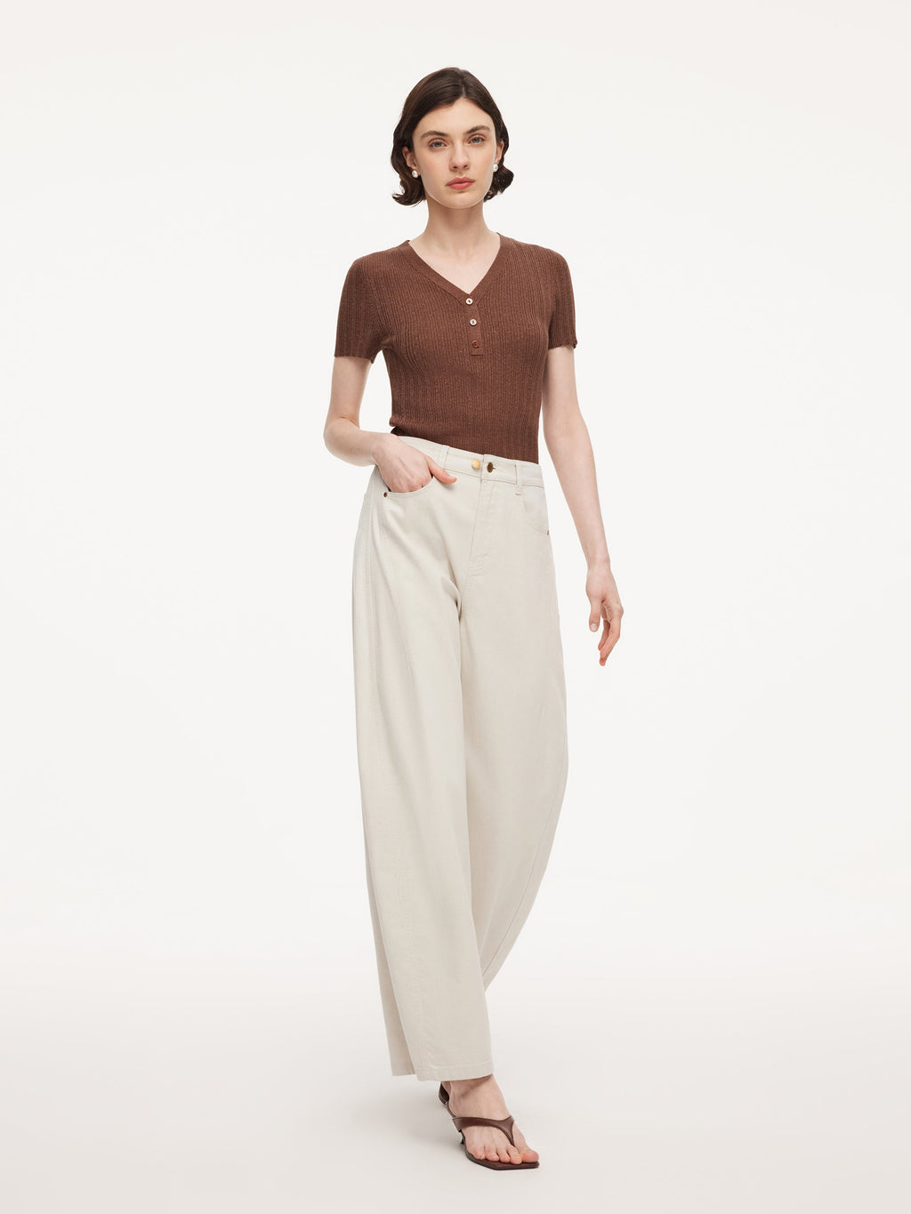 High-Cotton Curved Leg Jeans