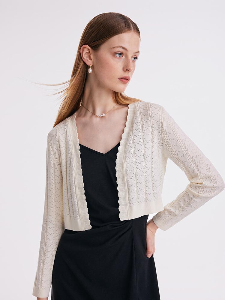 Hollow Jacquard Cardigan Set