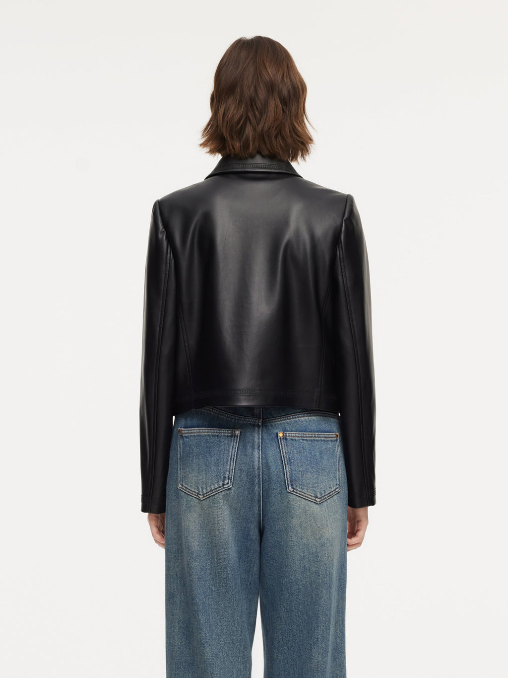 Eco-Friendly PU Leather Cropped Jacket