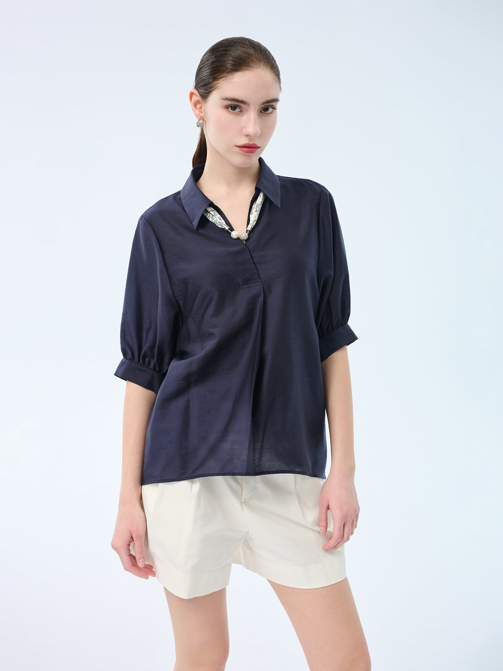 Tencel Loose Scarf Blouse