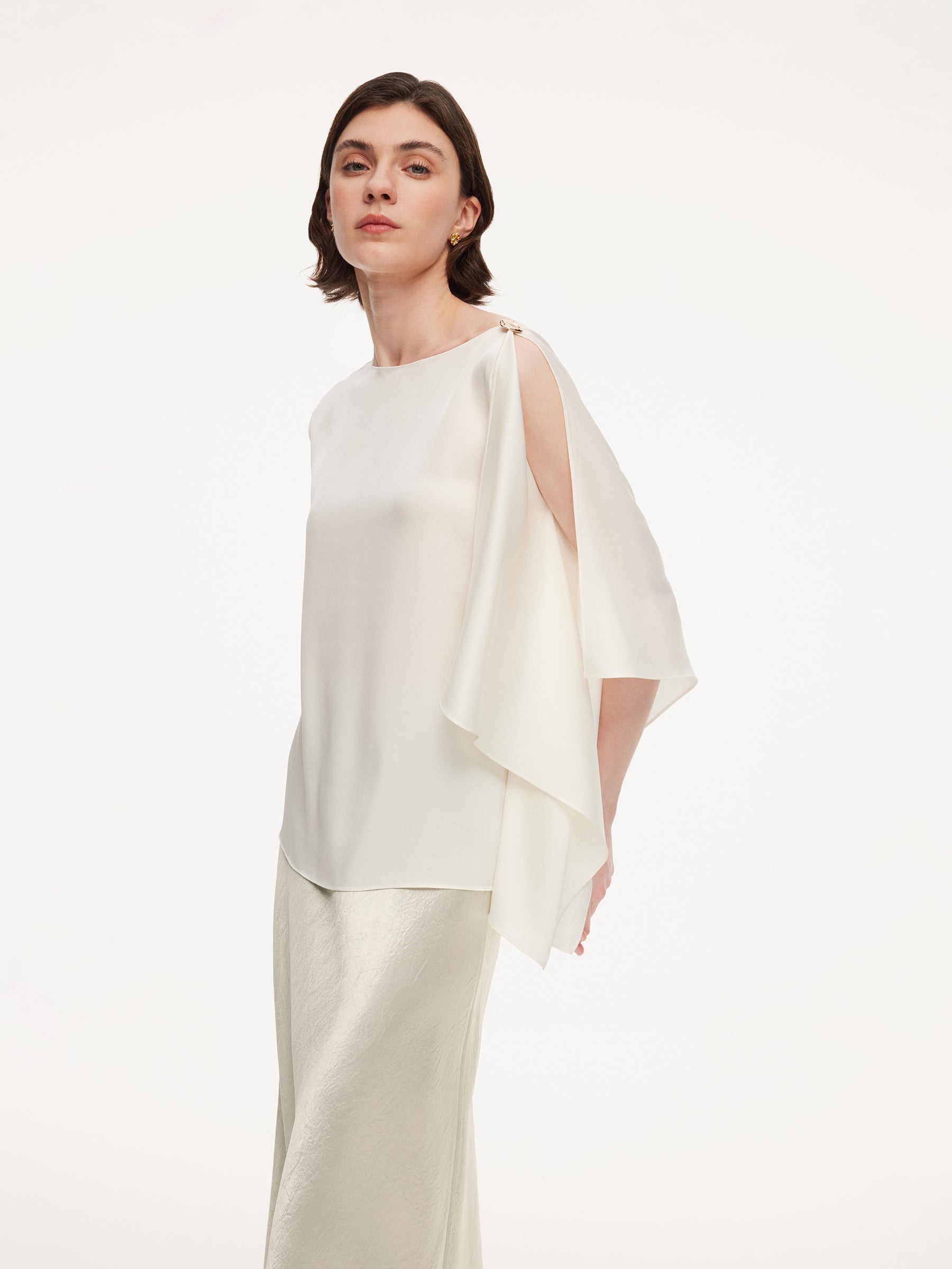 Mulberry Silk One-Shoulder Blouse