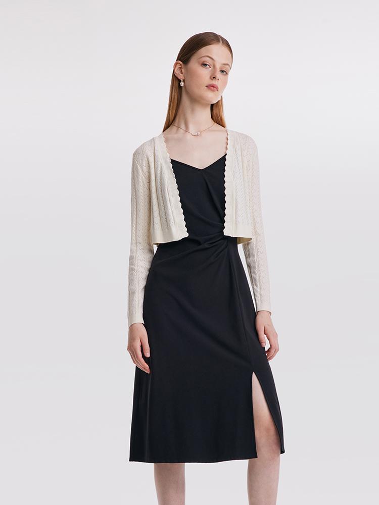 Hollow Jacquard Cardigan Set
