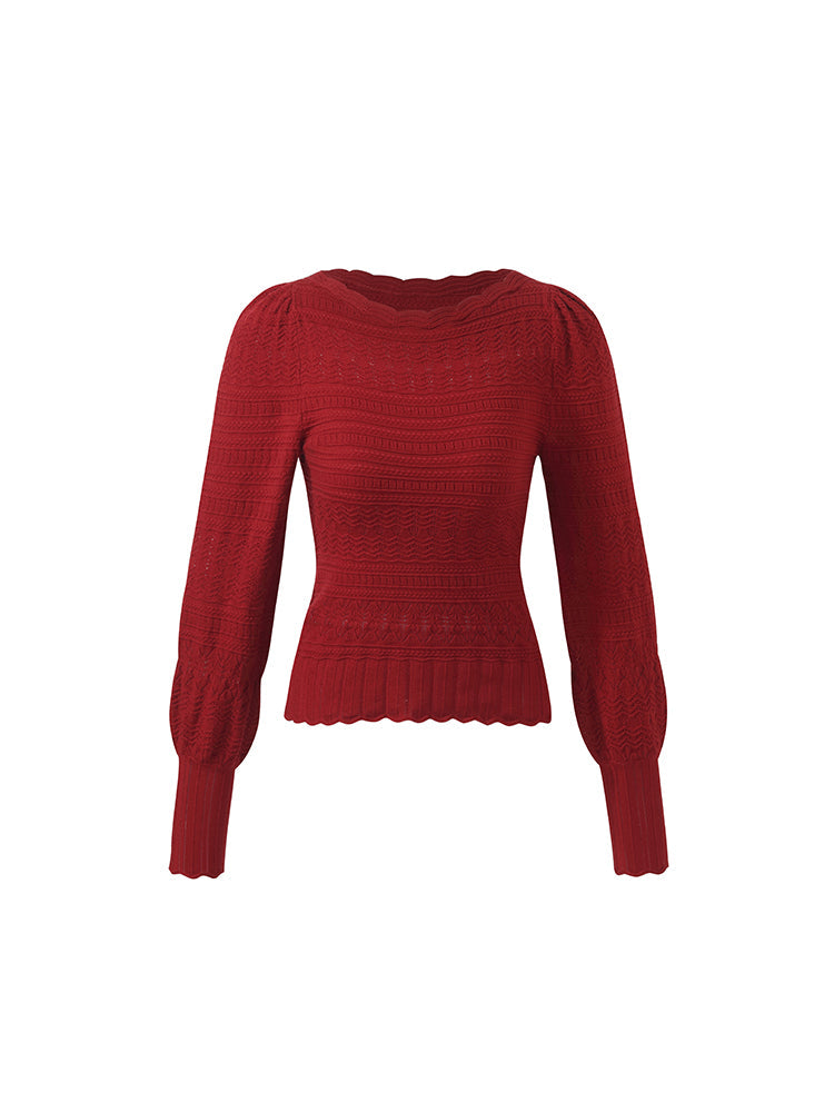 Tencel Wool Wave Collar Sweater