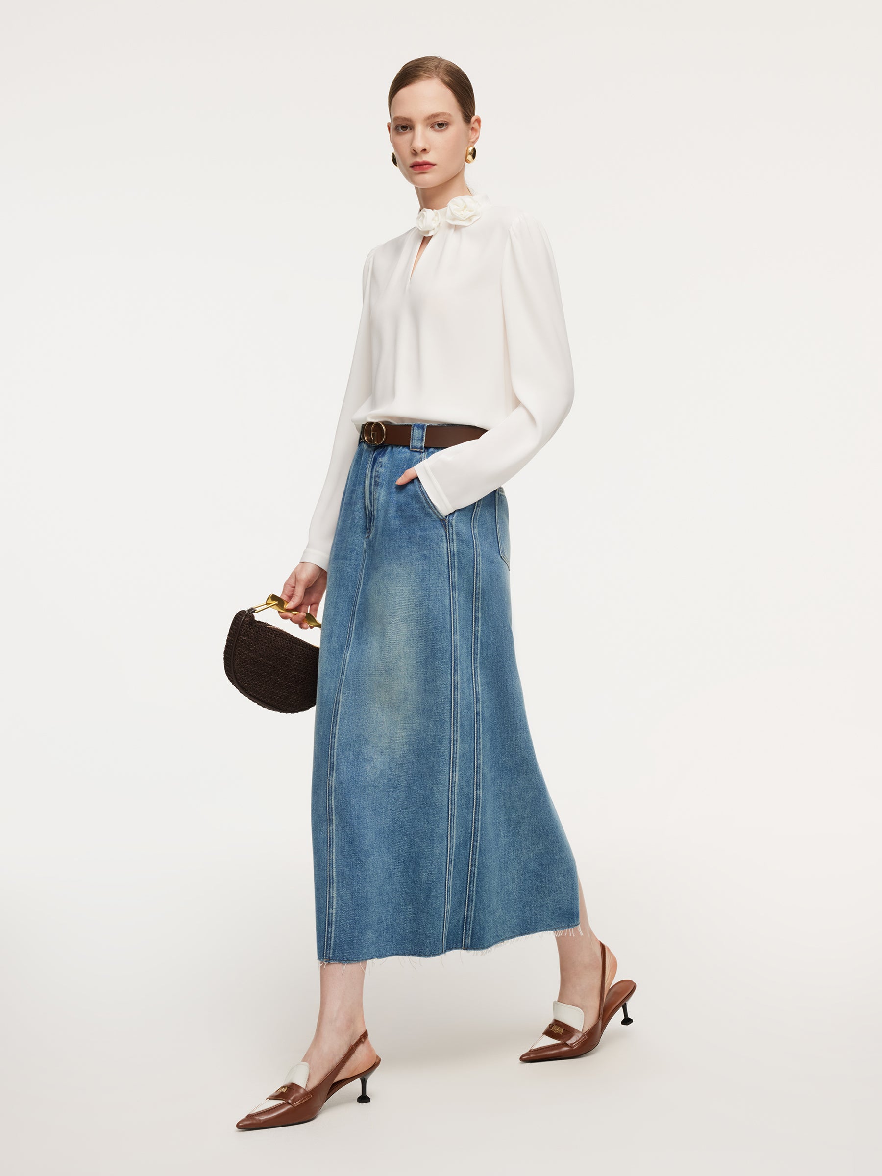 Lyocell-Cotton Denim Skirt