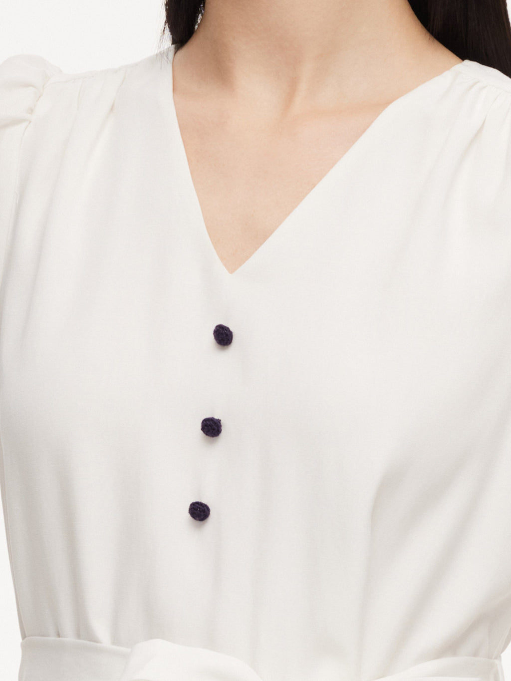 V-Neck Self-Tie A-Line