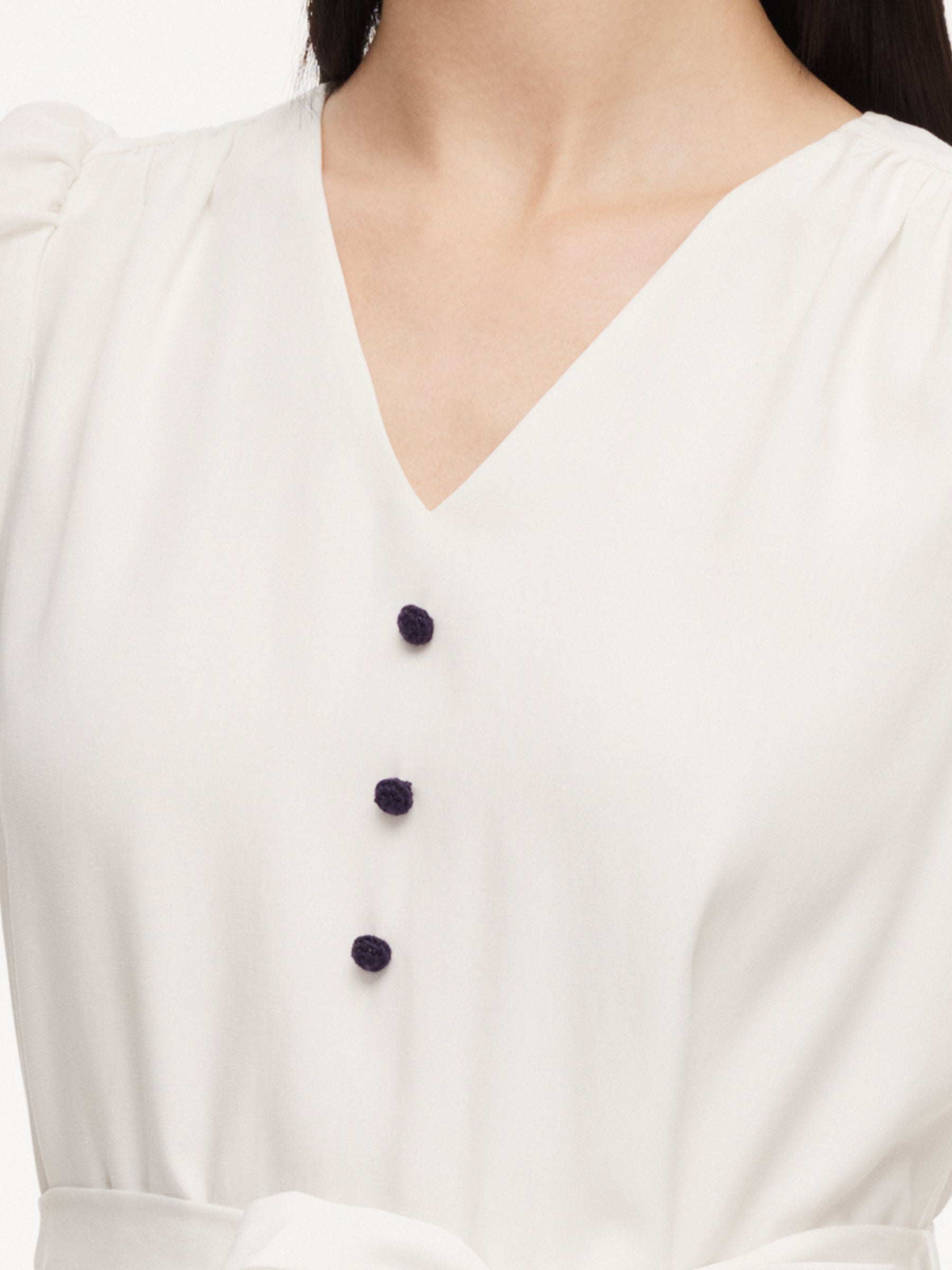 V-Neck Self-Tie A-Line