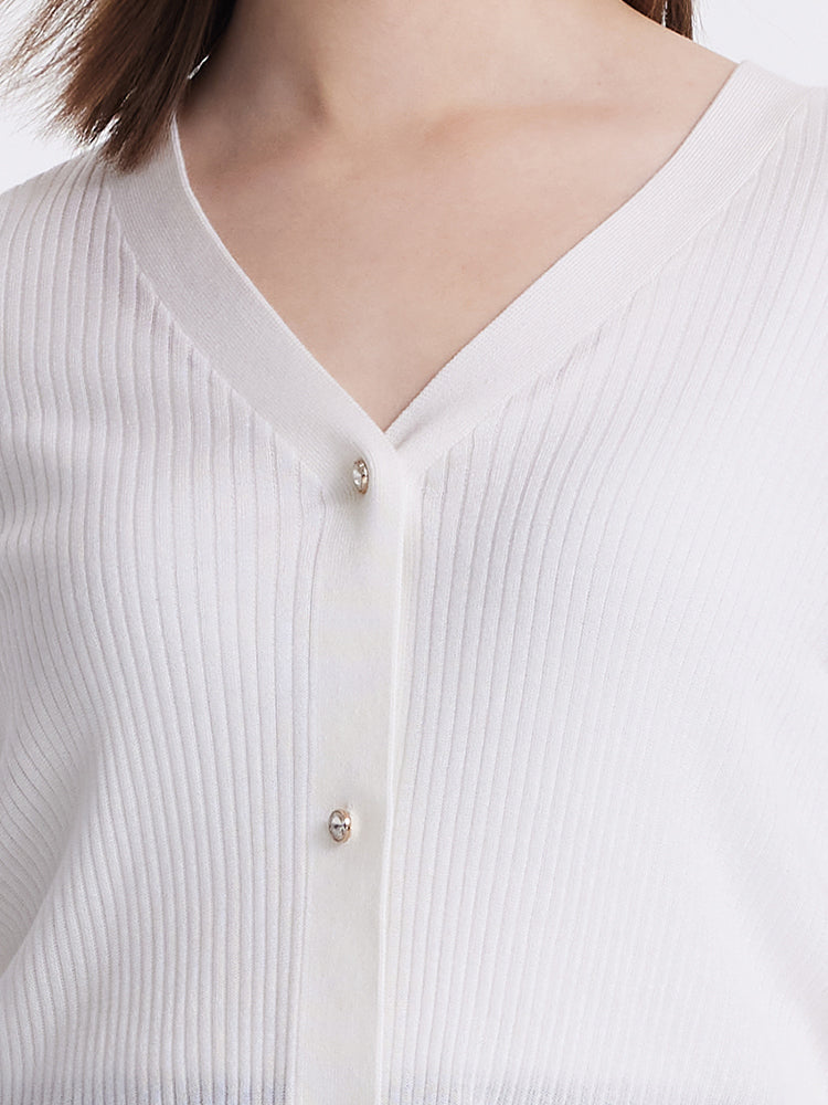 Tencel-Silk V-Neck Cardigan