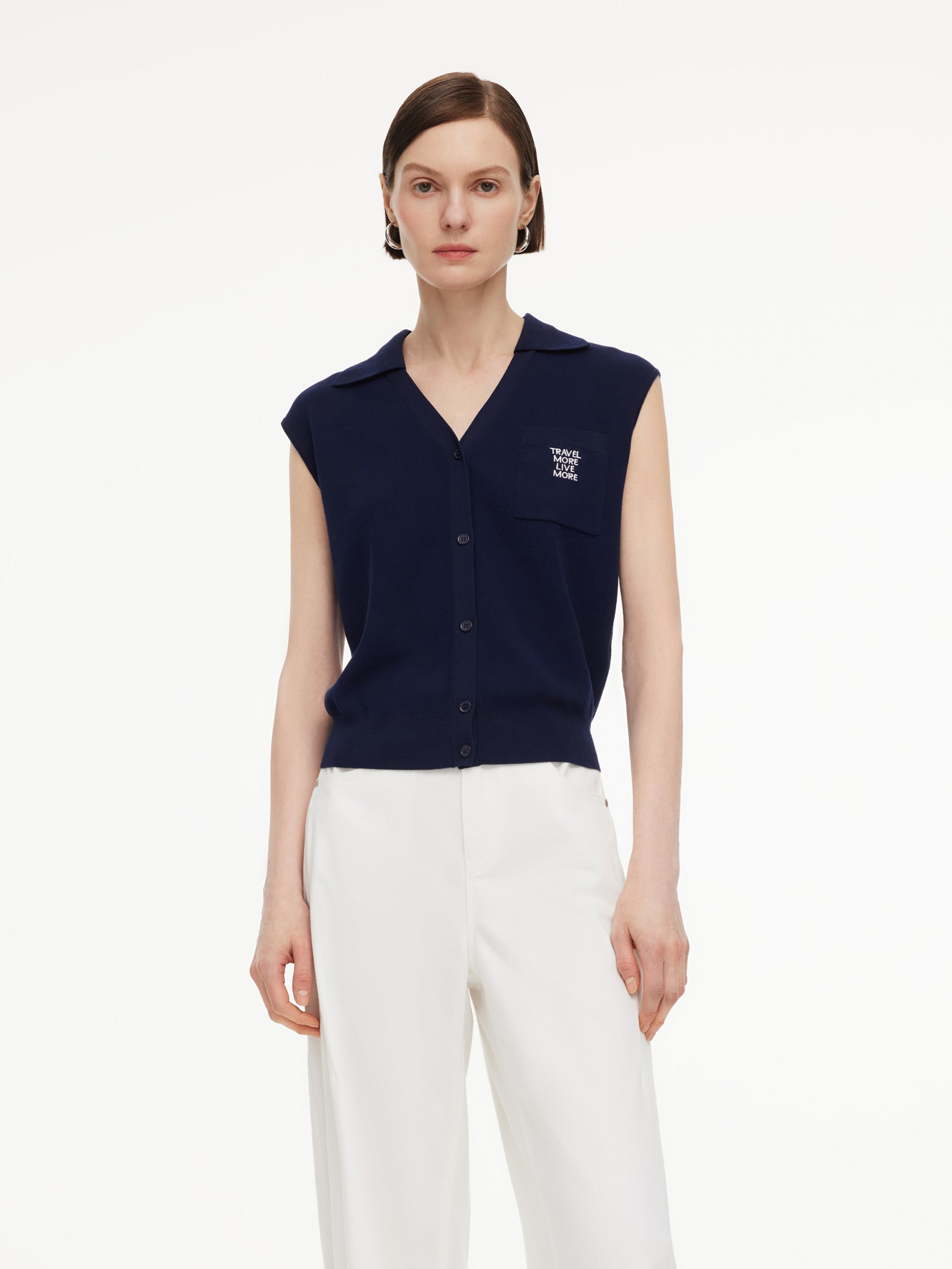 Lyocell V-Neck Knit Vest