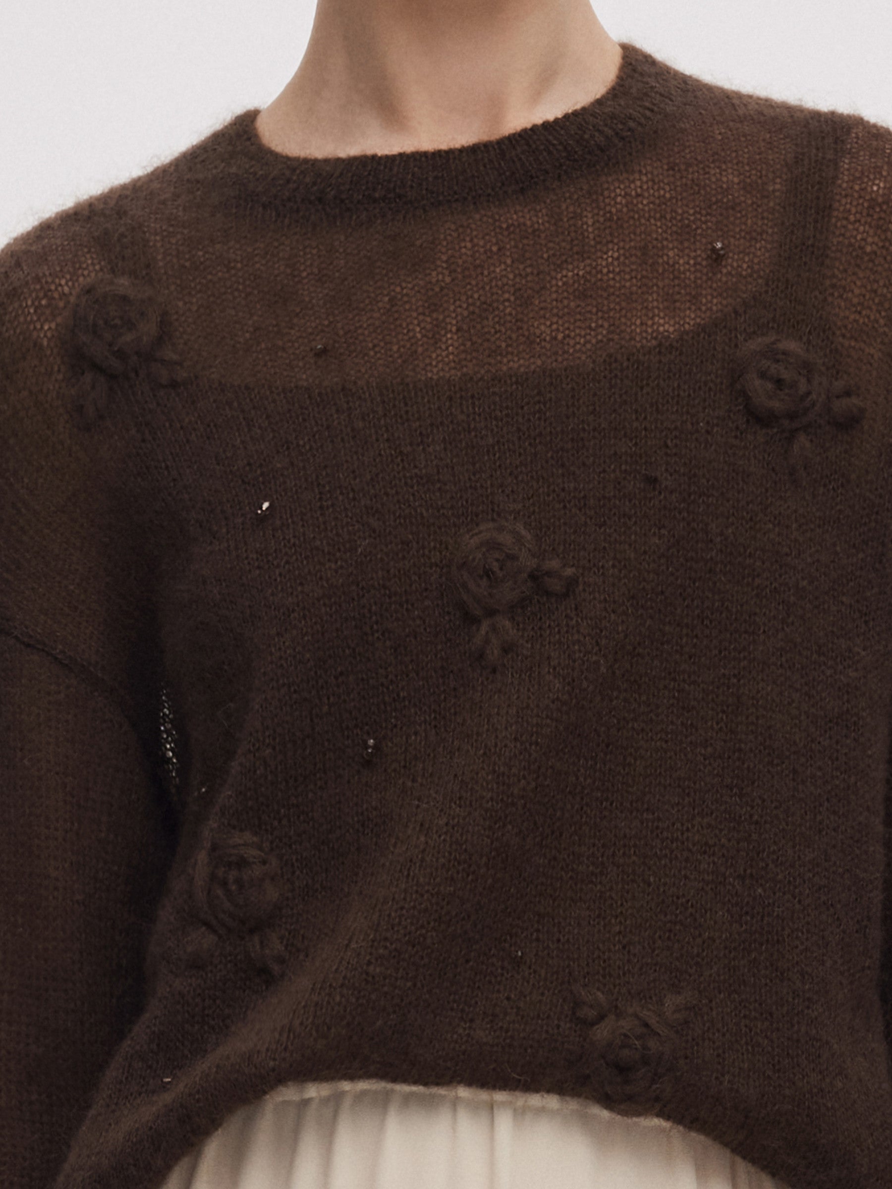 Mohair-Wool Crochet Sweater