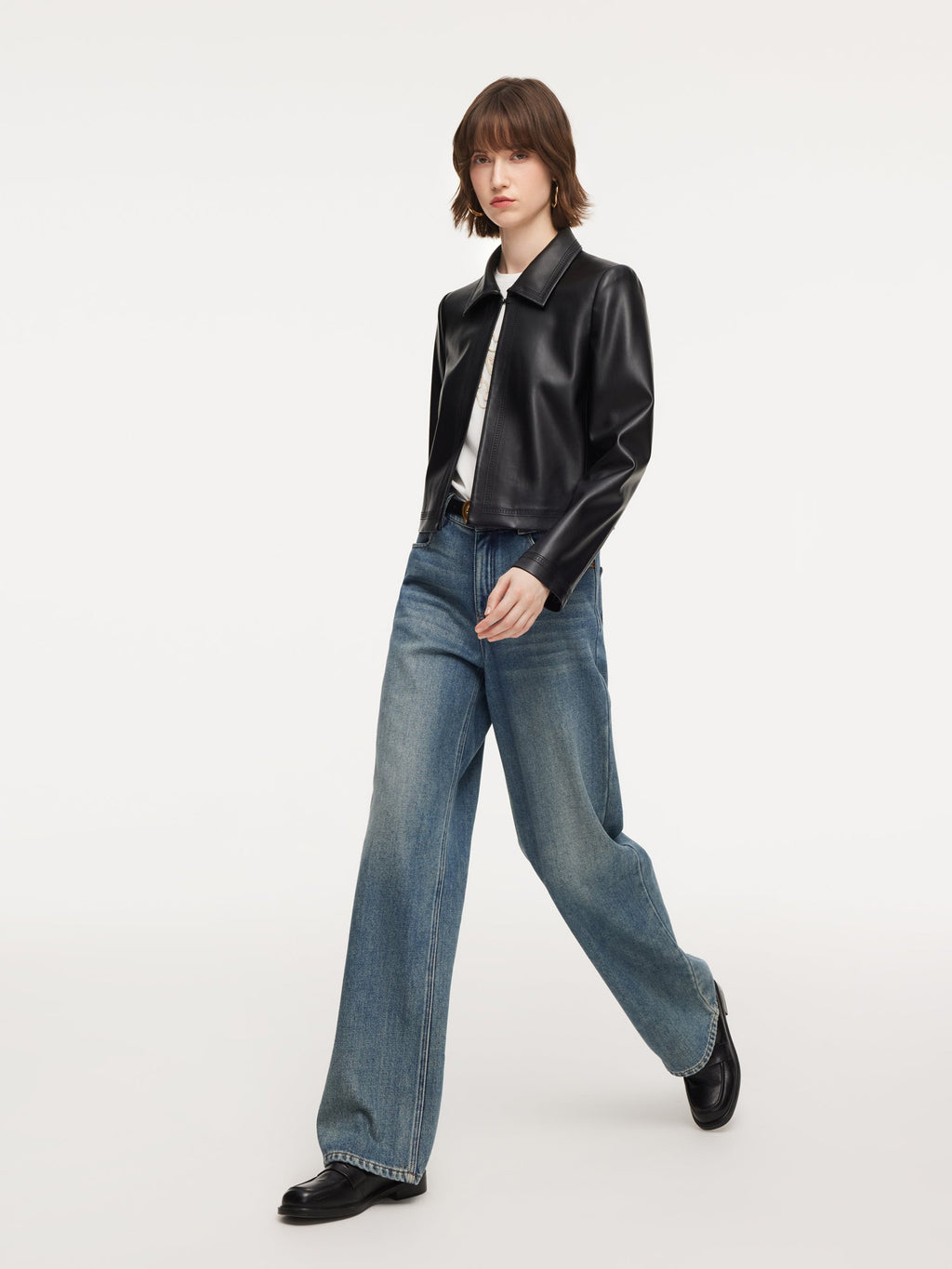 Eco-Friendly PU Leather Cropped Jacket