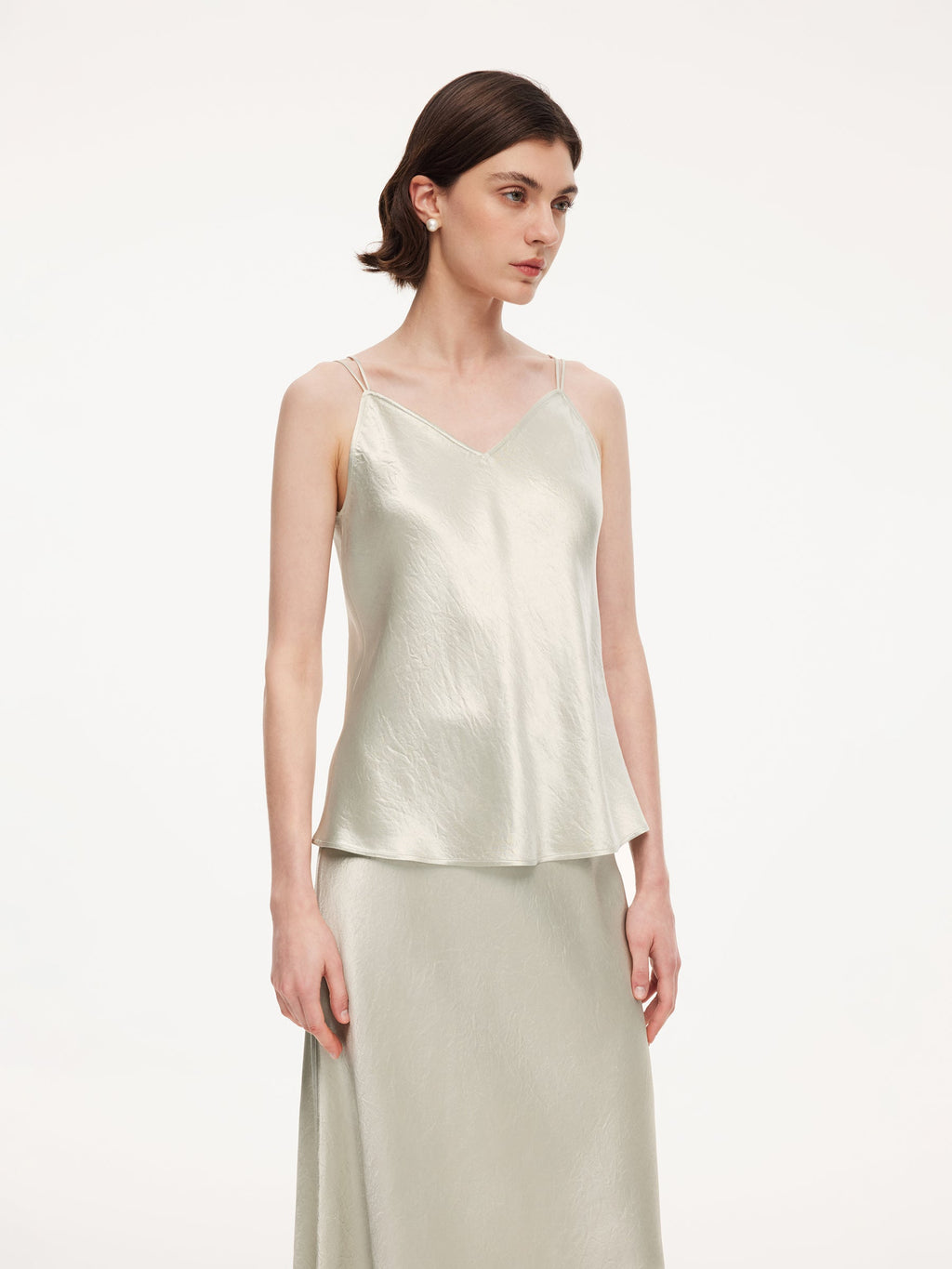 Acetate Bias-Cut V-Neck