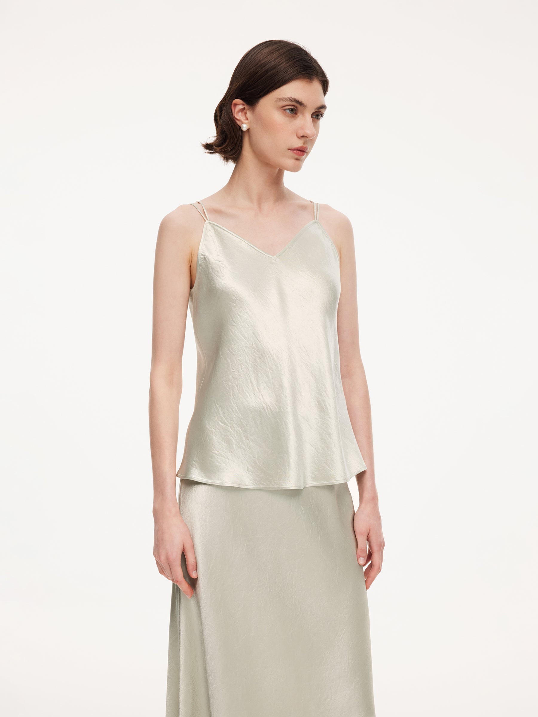 Acetate Bias-Cut V-Neck